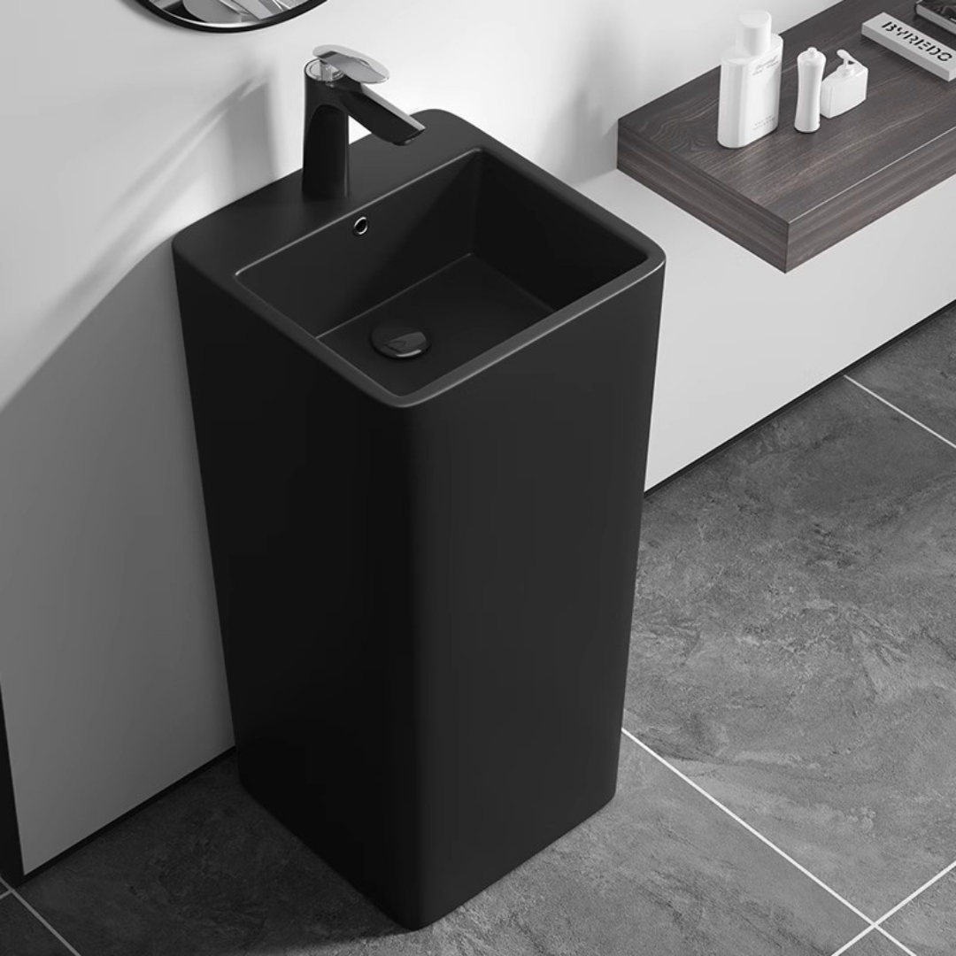 Lavabo Totem noir Carré arrondie