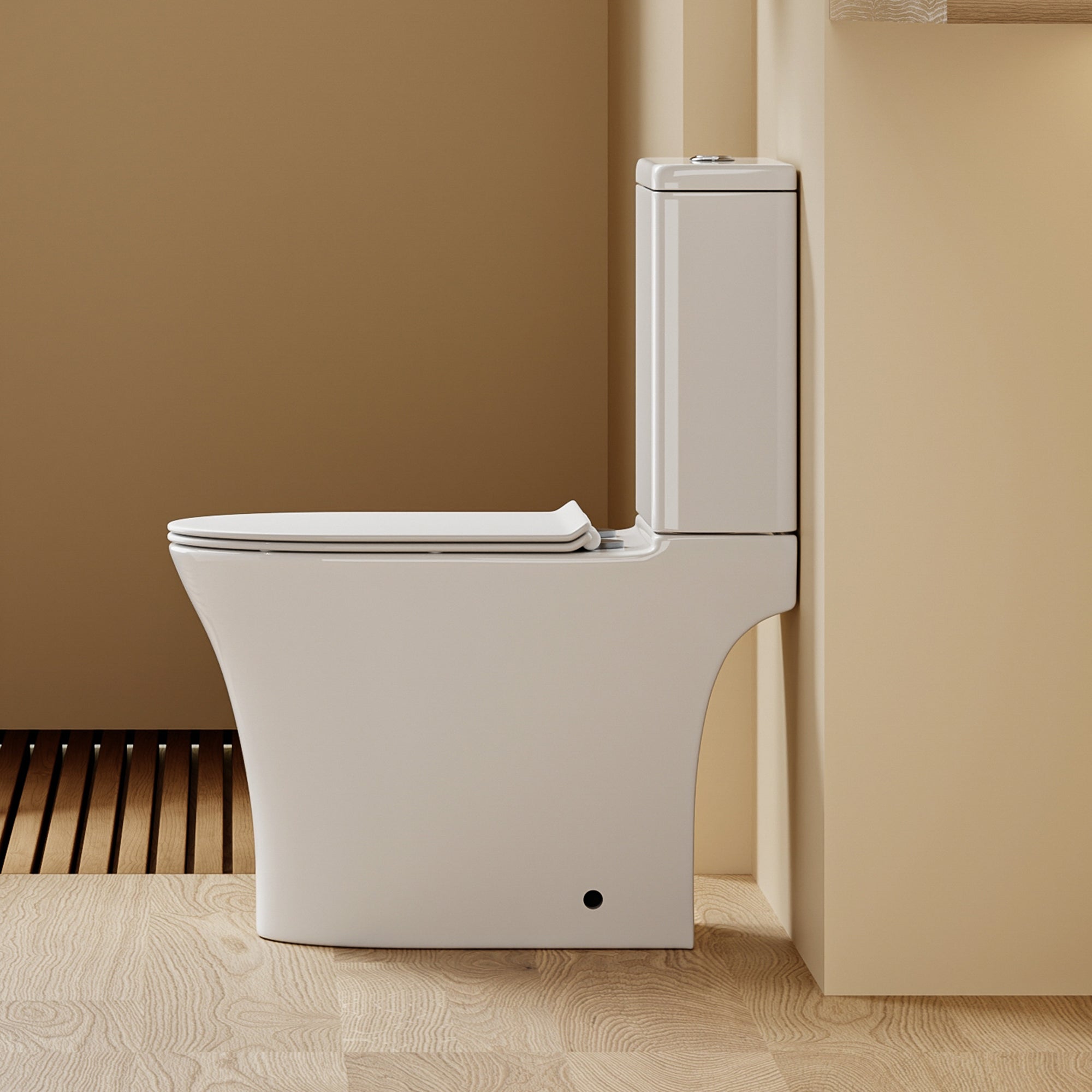 WC à poser sans bride sortie horizontale (63x34x76cm) - Design rectiligne blanc TUFO