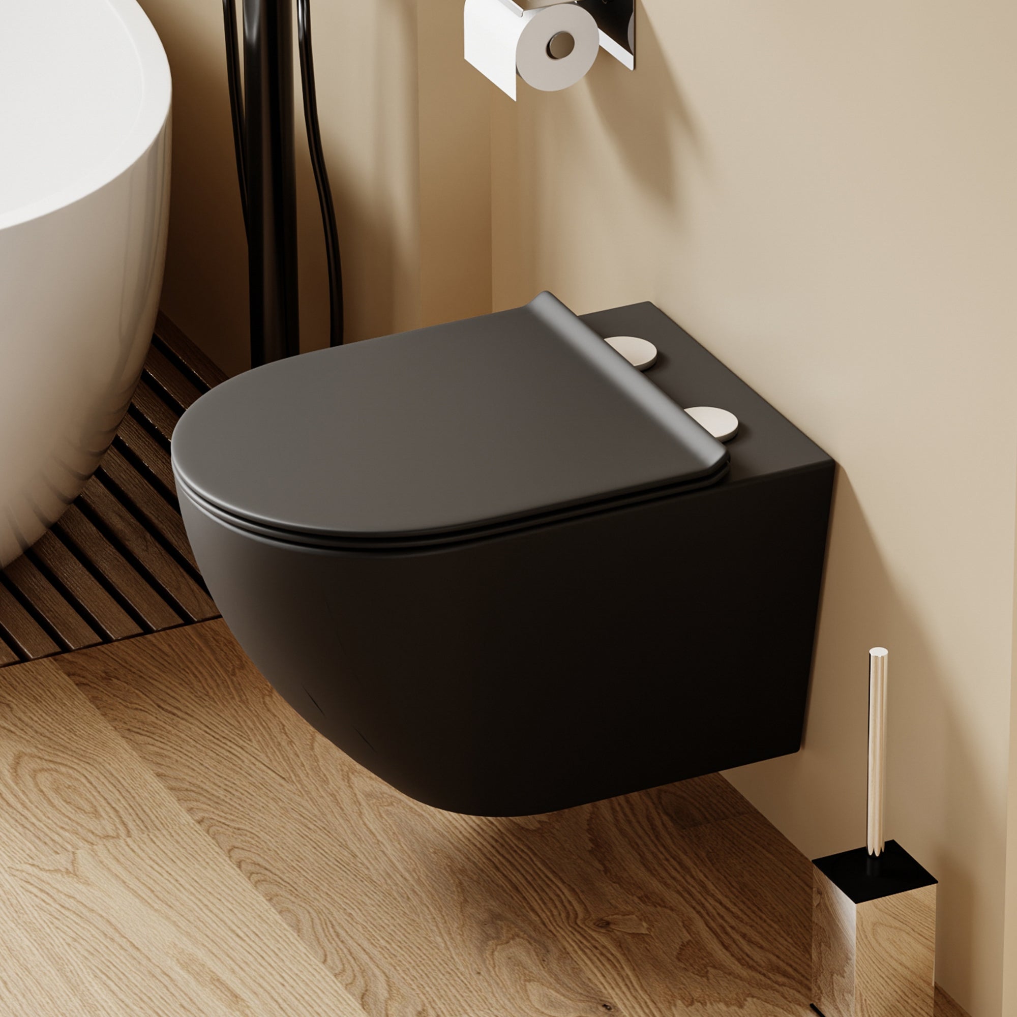 WC suspendu noir VALA (53*36,5*32cm)– Design moderne & abattant Soft Close