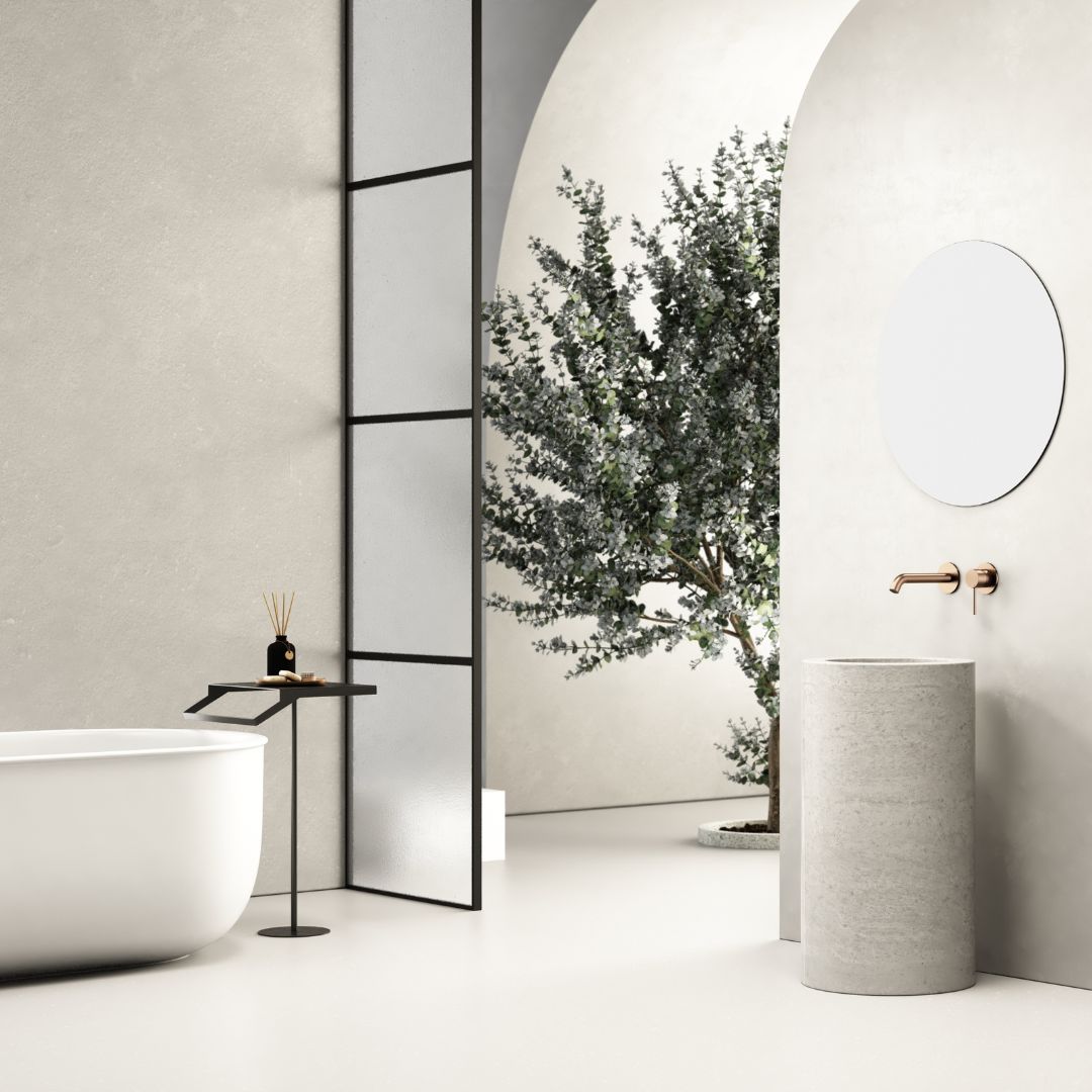 Robinet thermostatique encastré en cuivre, design de salle de bain minimaliste