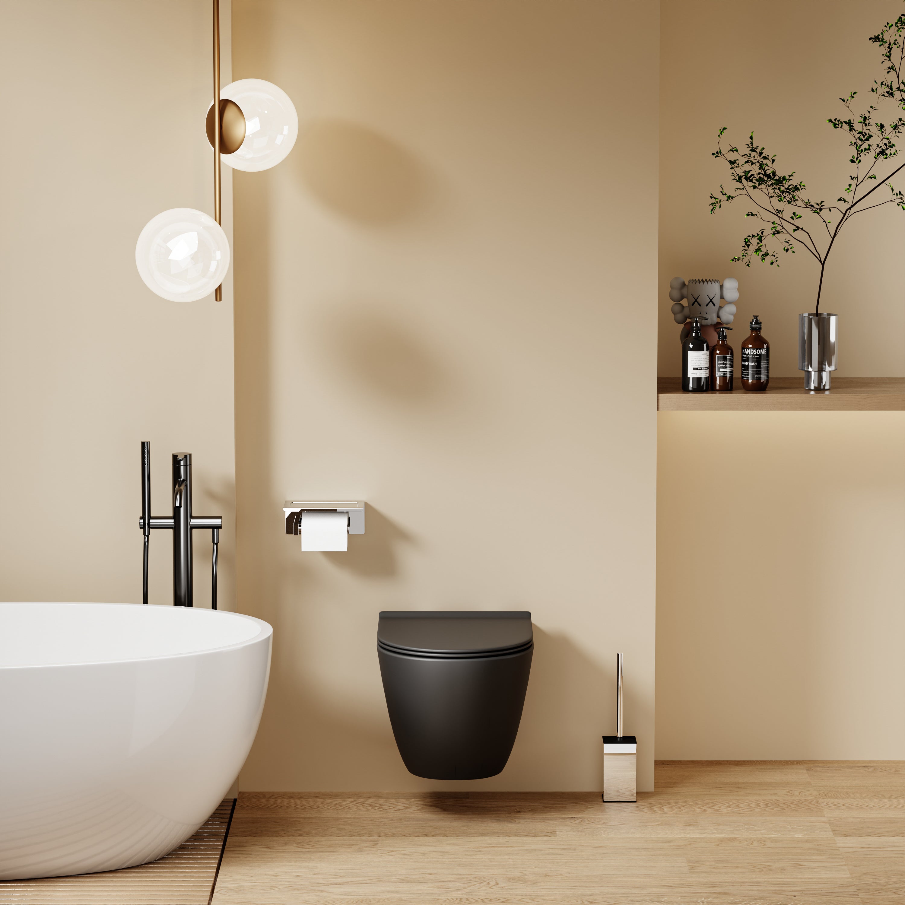 WC suspendu ultra compact noir LAVA (49,5*37*32cm)– Design moderne & abattant Soft Close