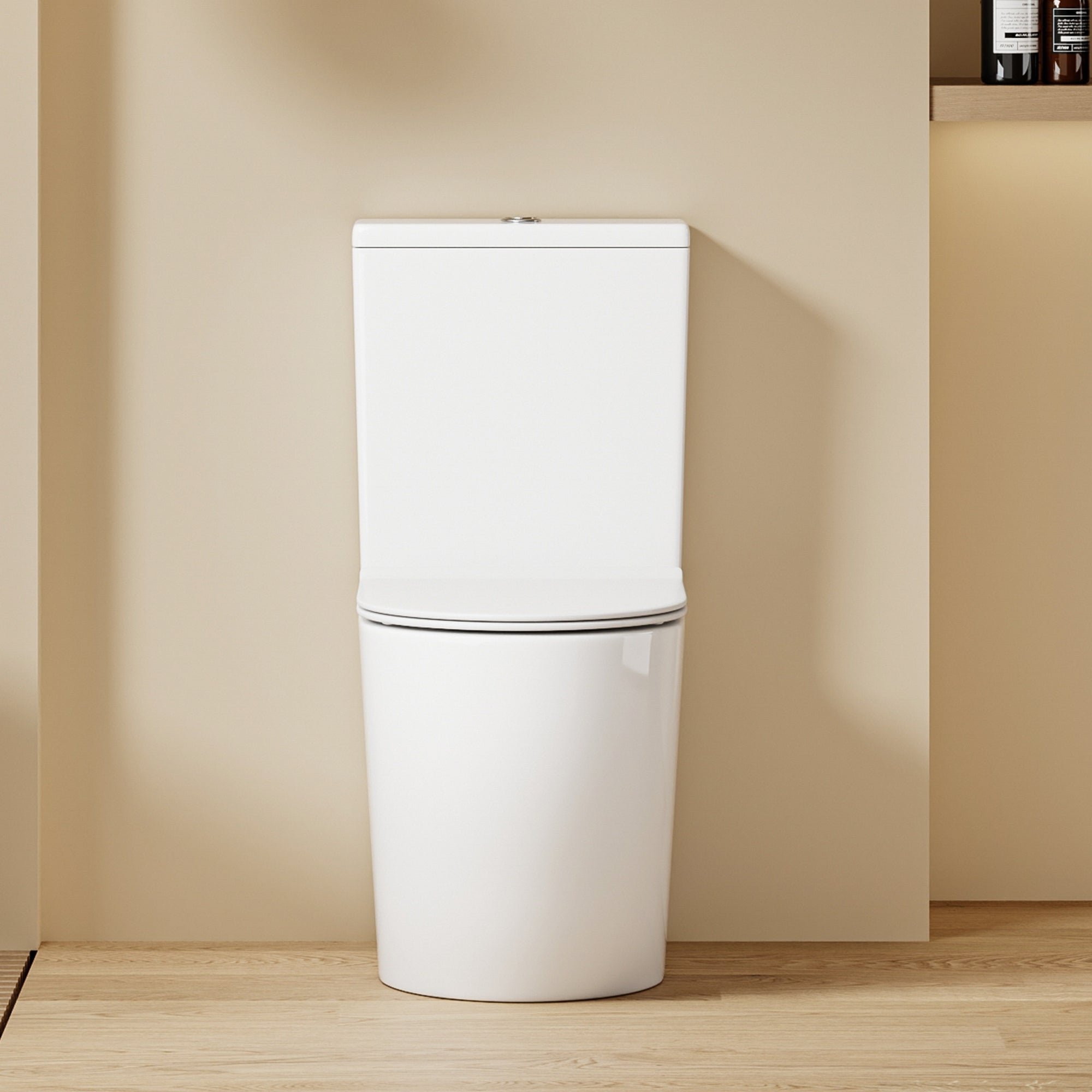 WC à poser sans bride sortie horizontale (63x38x82cm) - Design rond blanc BABIN