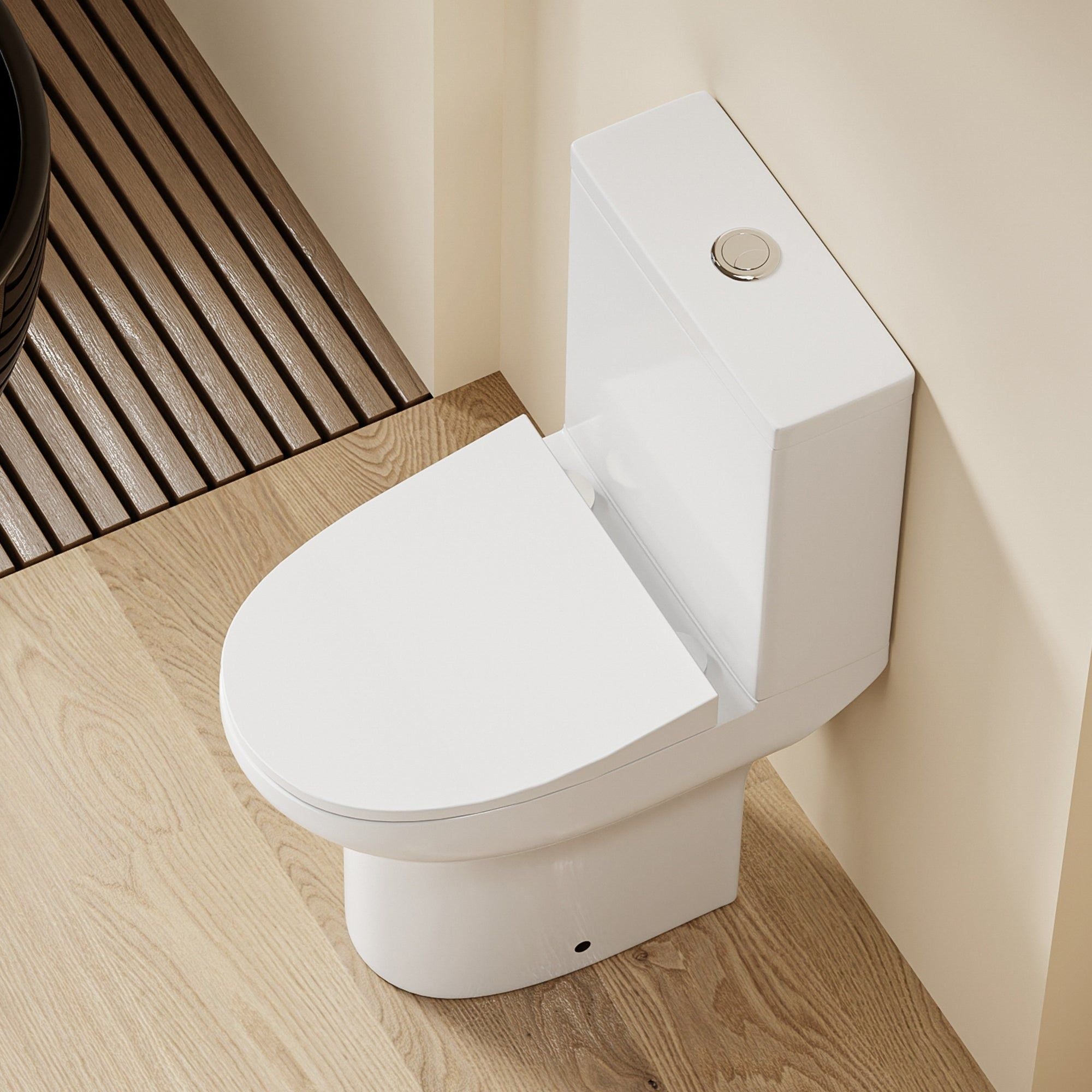 WC Ultra Compact à Poser - Sortie Horizontale, blanc, design moderne
