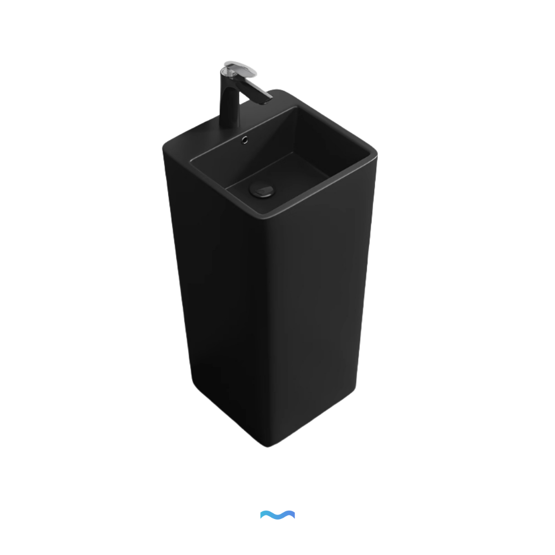 Lavabo Totem noir Carré arrondie