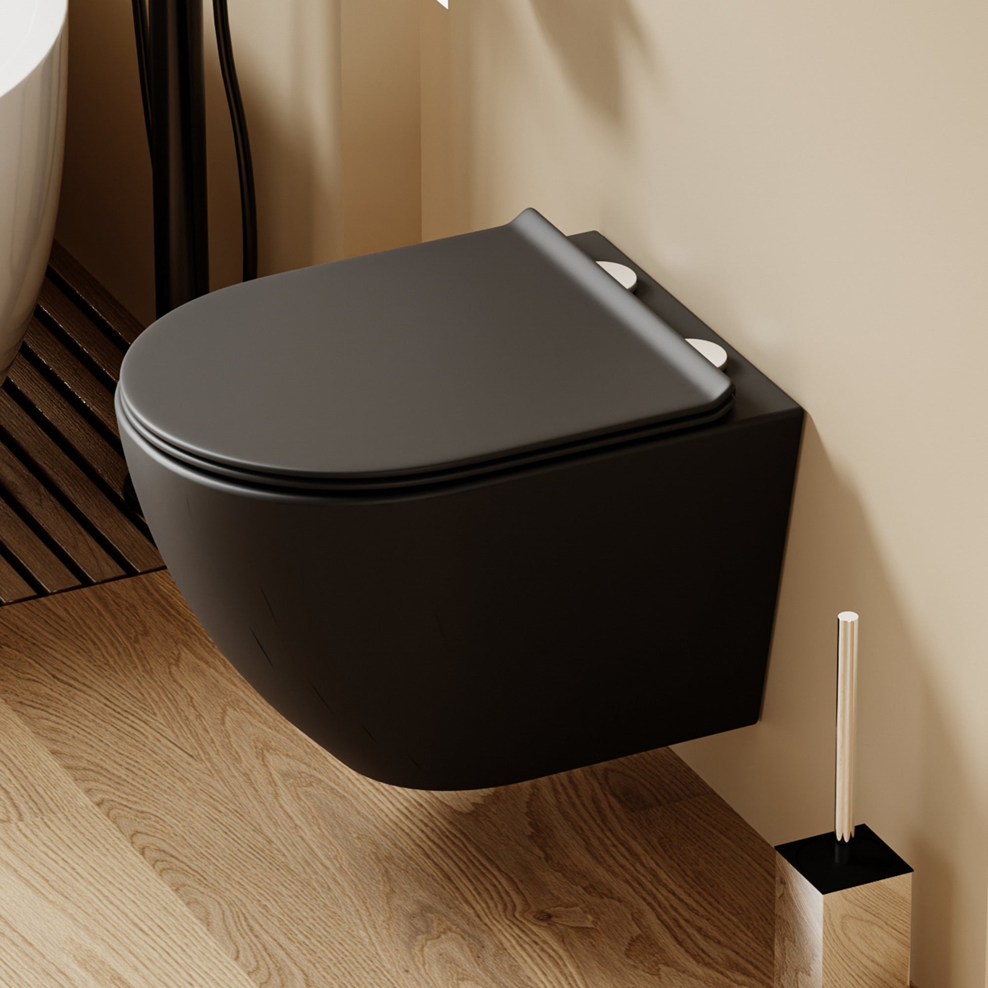 WC suspendu ultra compact noir LAVA (49,5*37*32cm)– Design moderne & abattant Soft Close