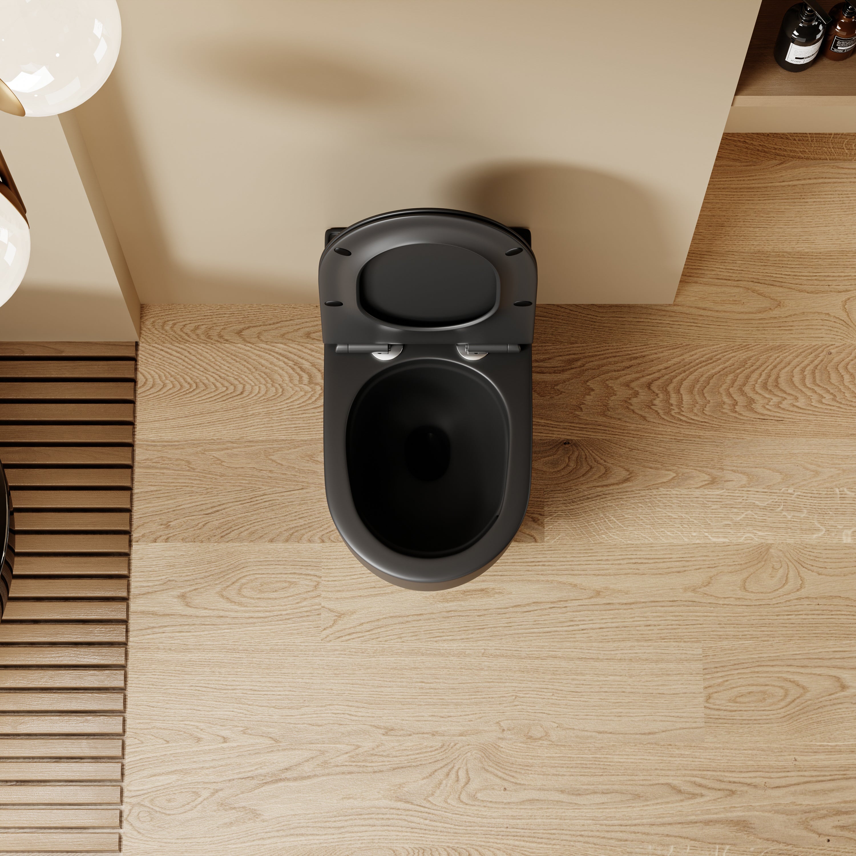 WC suspendu ultra compact noir LAVA (49,5*37*32cm)– Design moderne & abattant Soft Close
