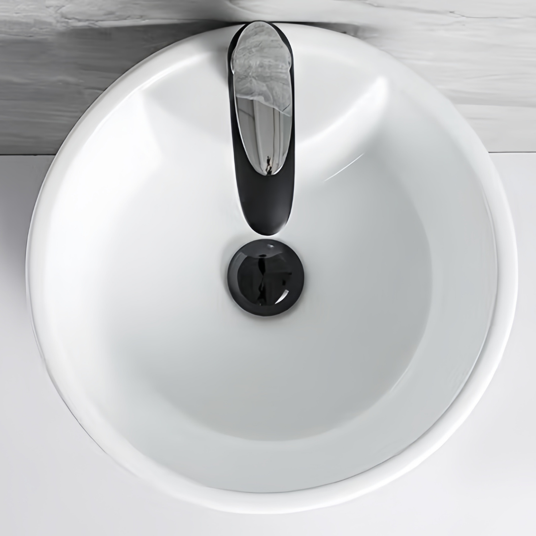 Lavabo Totem Design Arrondi et Épuré Blanc