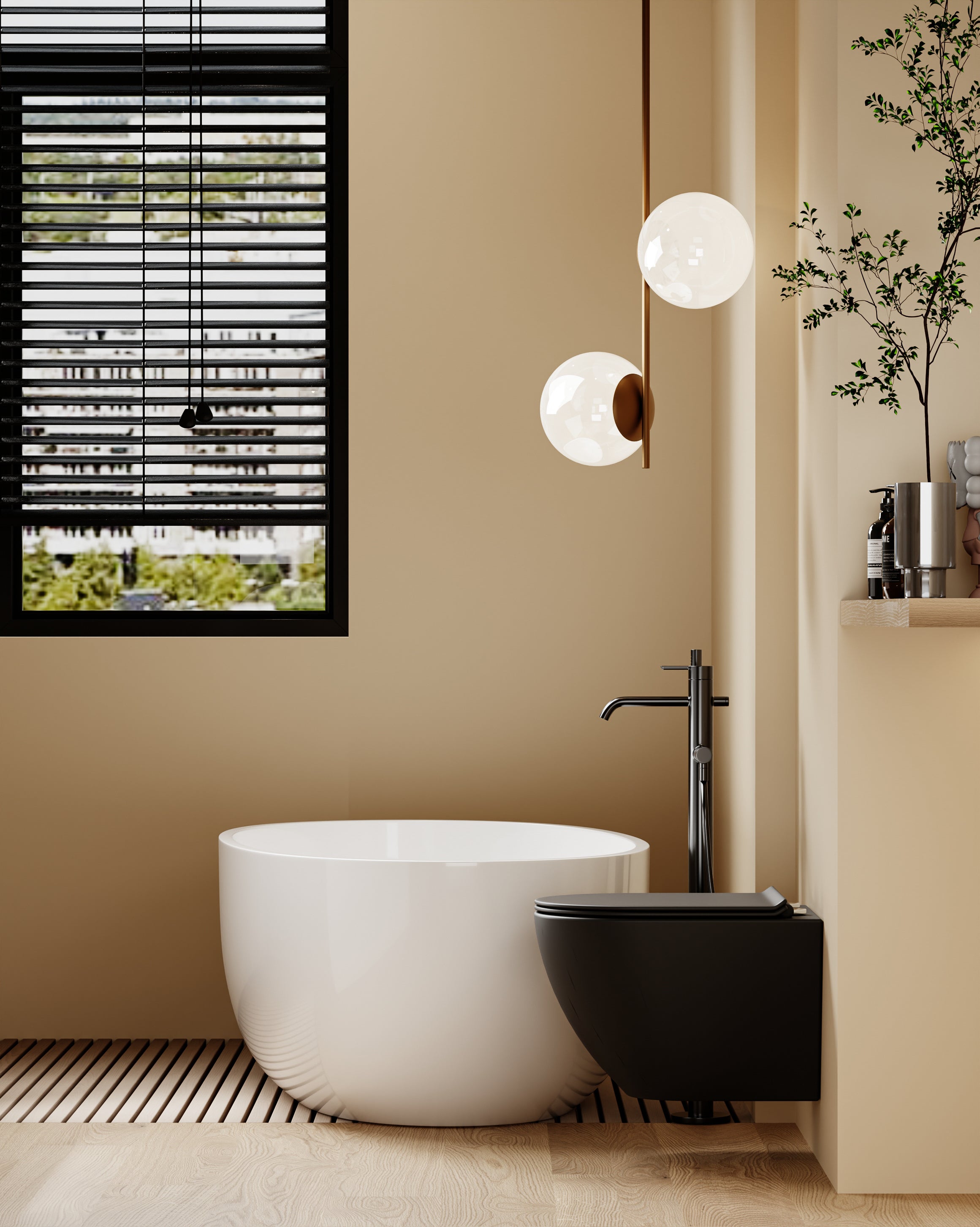 WC suspendu ultra compact noir LAVA (49,5*37*32cm)– Design moderne & abattant Soft Close