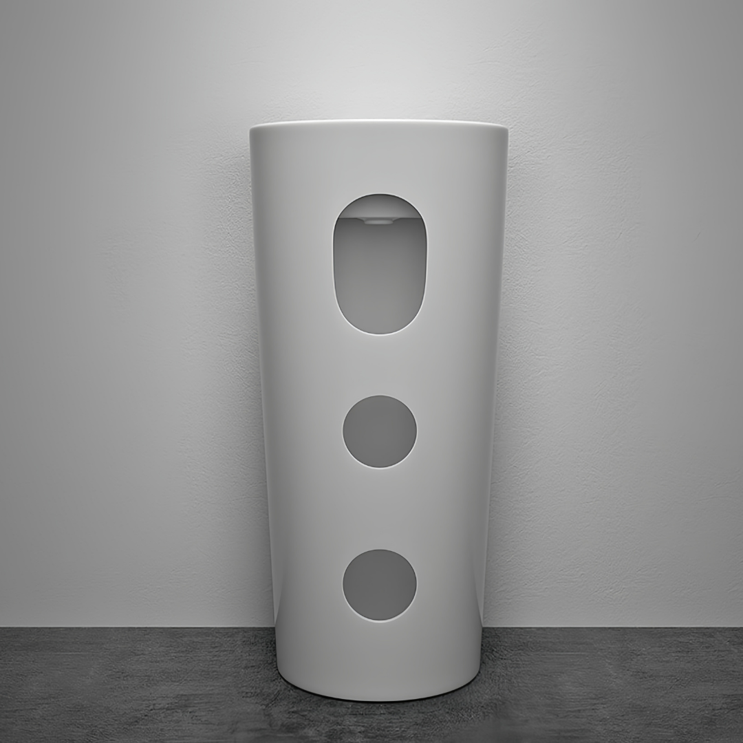 Lavabo Totem Design Arrondi et Épuré Blanc