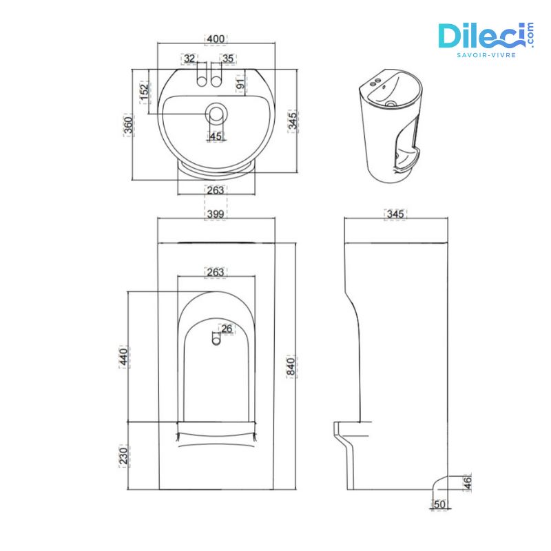 Lavabo d'ablutions Riyad - Design rond et fin