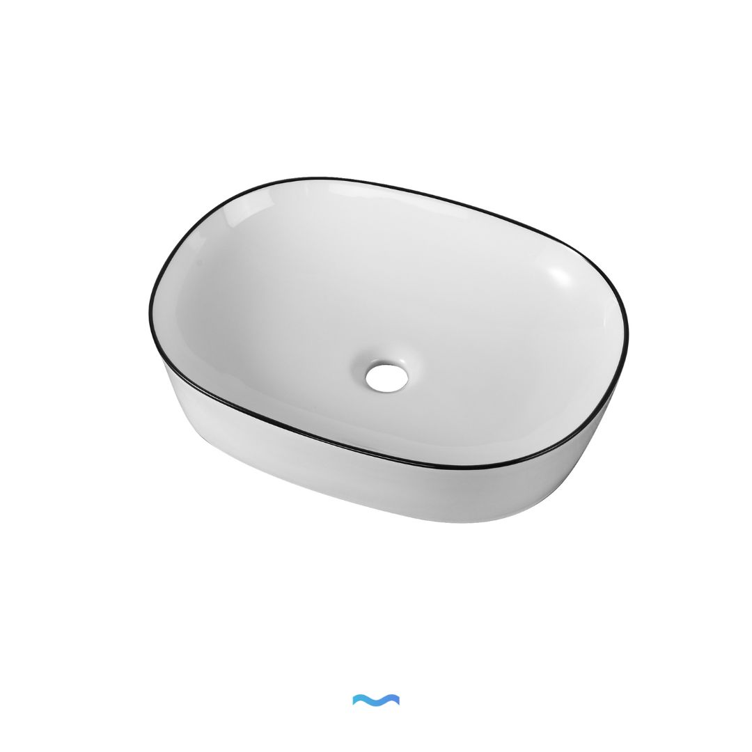 Vasque ovale en céramique avec rebord noir