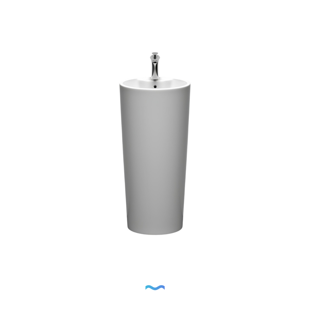 Lavabo Totem Design Arrondi et Épuré Blanc