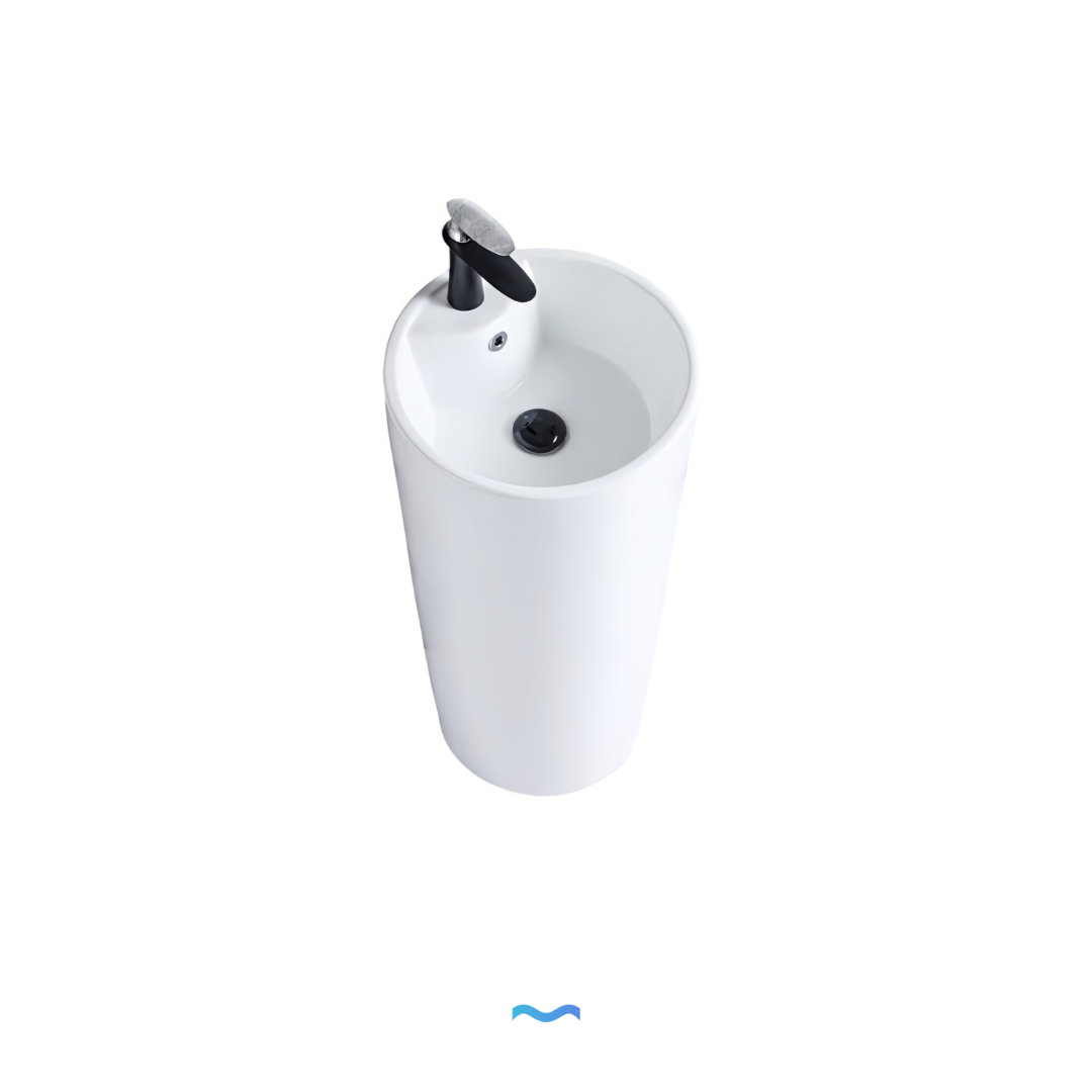 Lavabo Totem Design Arrondi et Épuré Blanc