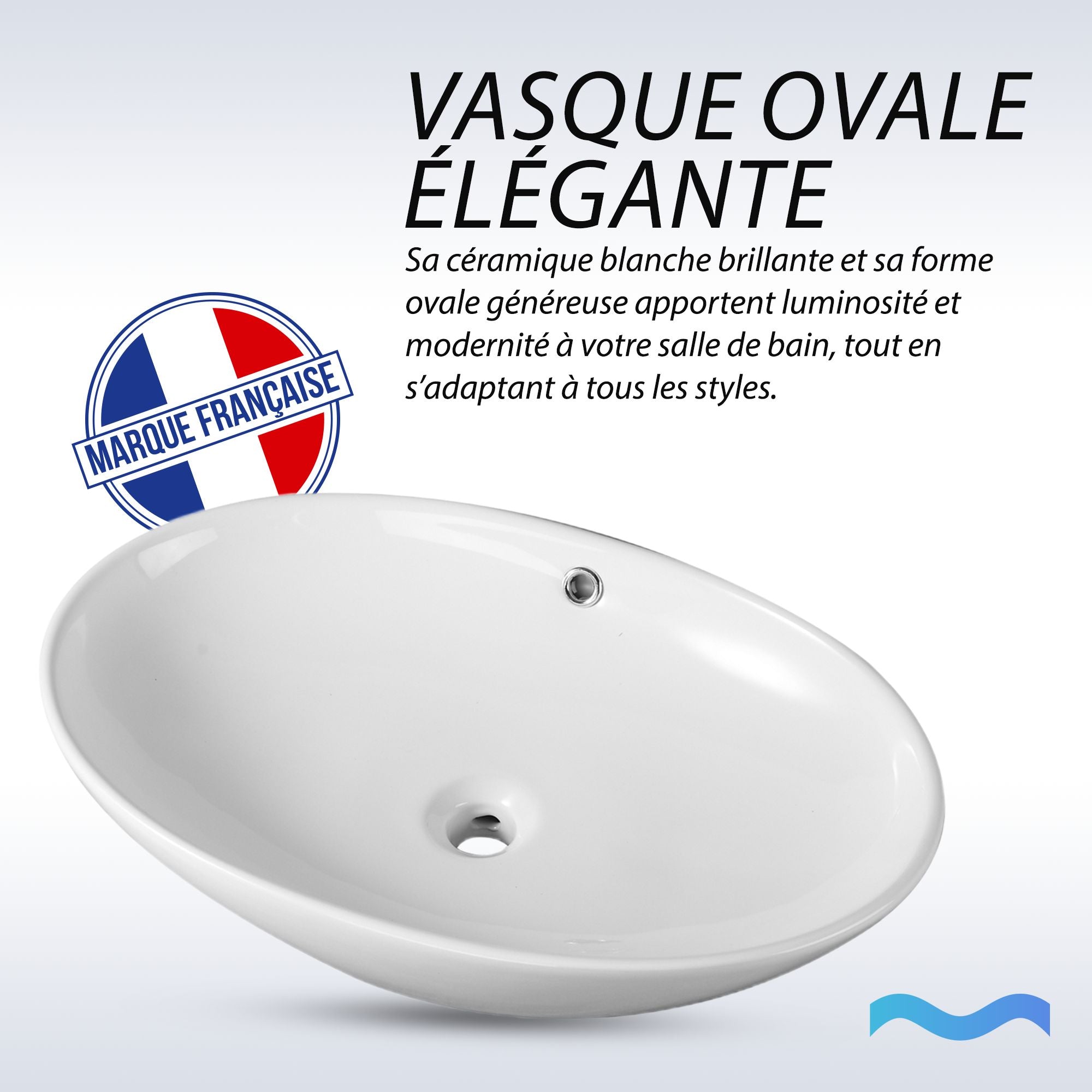 Vasque à poser Ovale Blanc en céramique