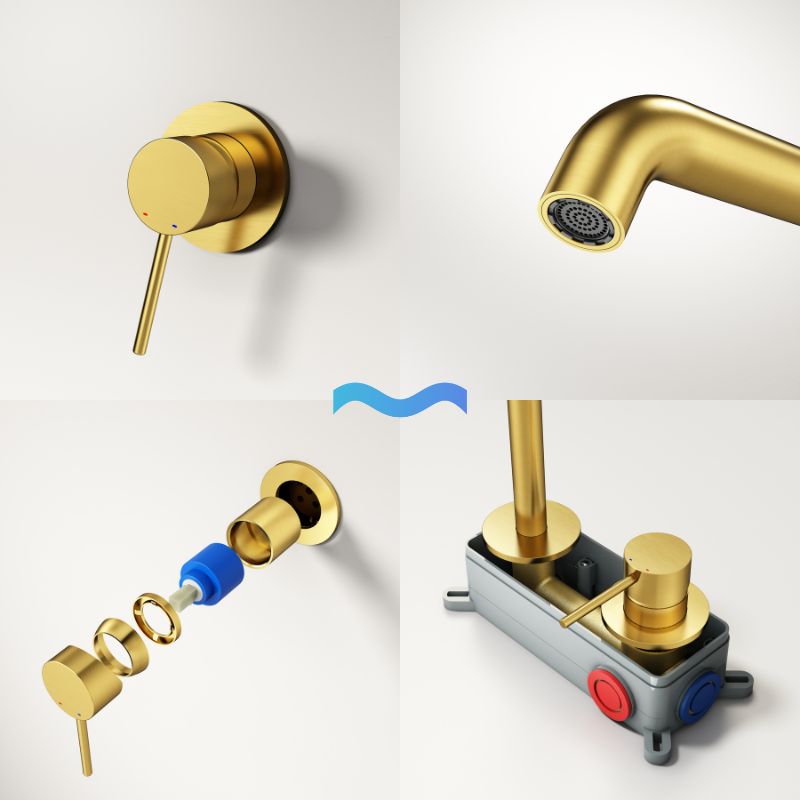 Robinet encastrable à bec - finition or