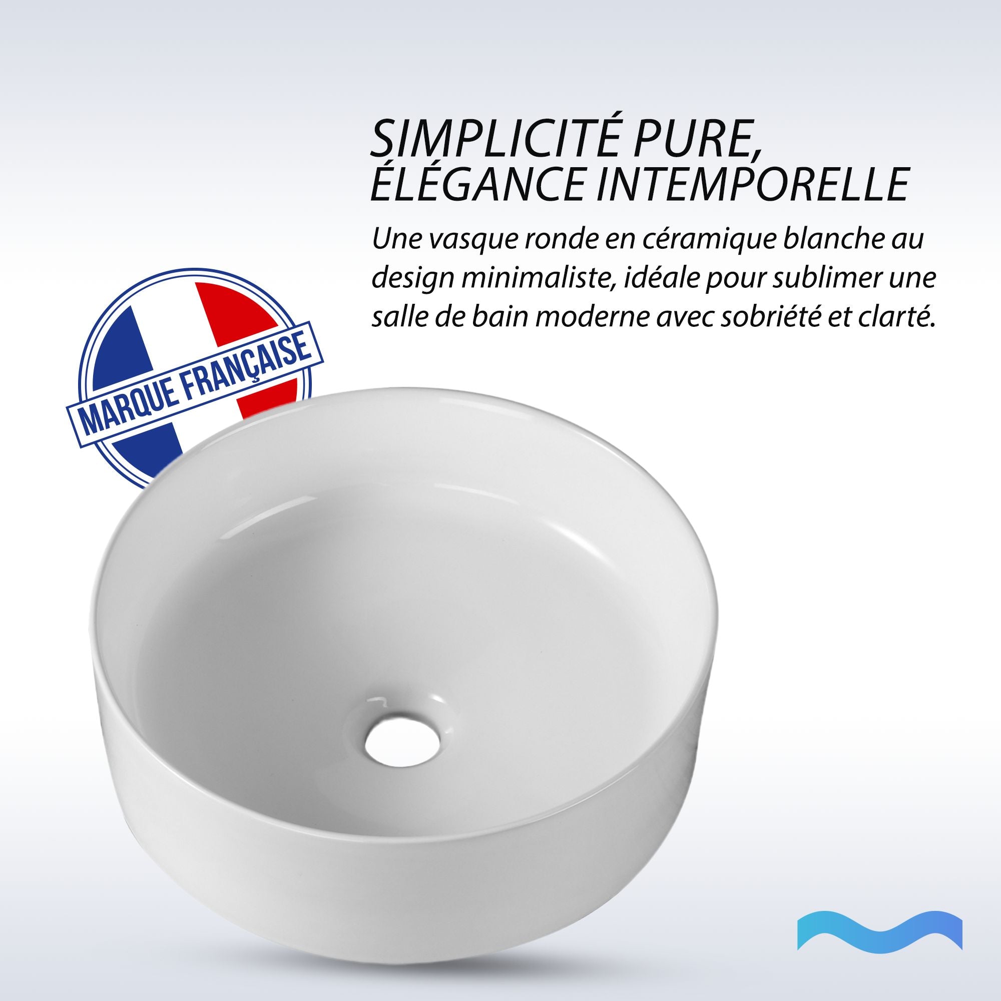 Vasque à poser ronde en céramique blanche