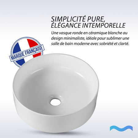 Vasque à poser ronde en céramique blanche