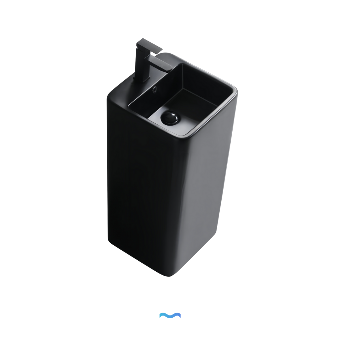 Lavabo Totem noir Carré arrondie