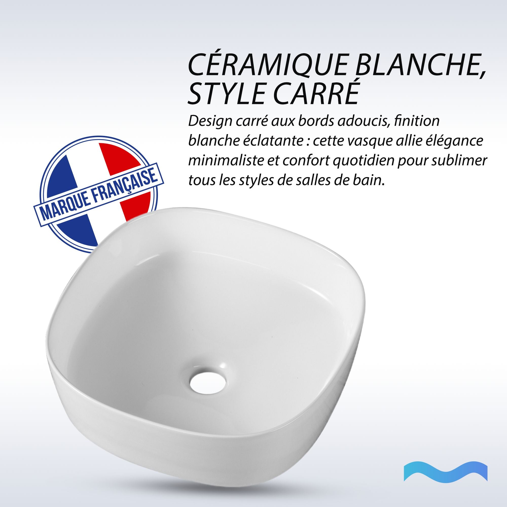 Vasque carrée arrondie couleur blanc