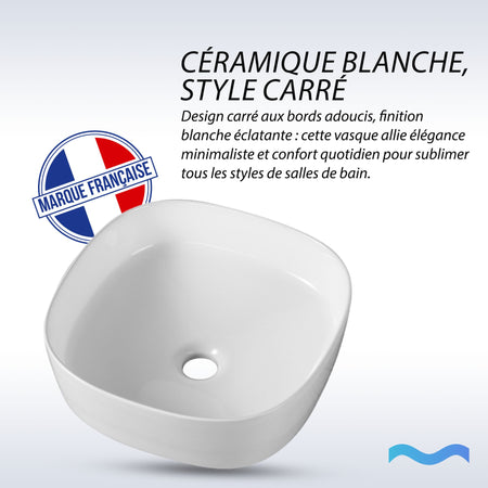 Vasque carrée arrondie couleur blanc