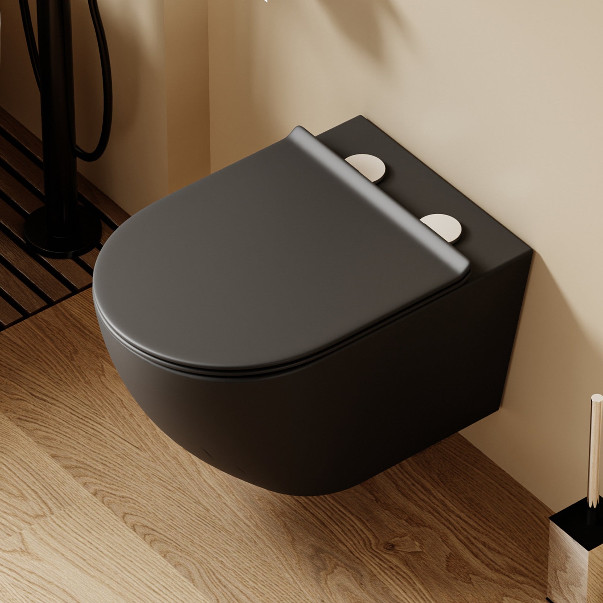 WC suspendu noir VALA (53*36,5*32cm)– Design moderne & abattant Soft Close