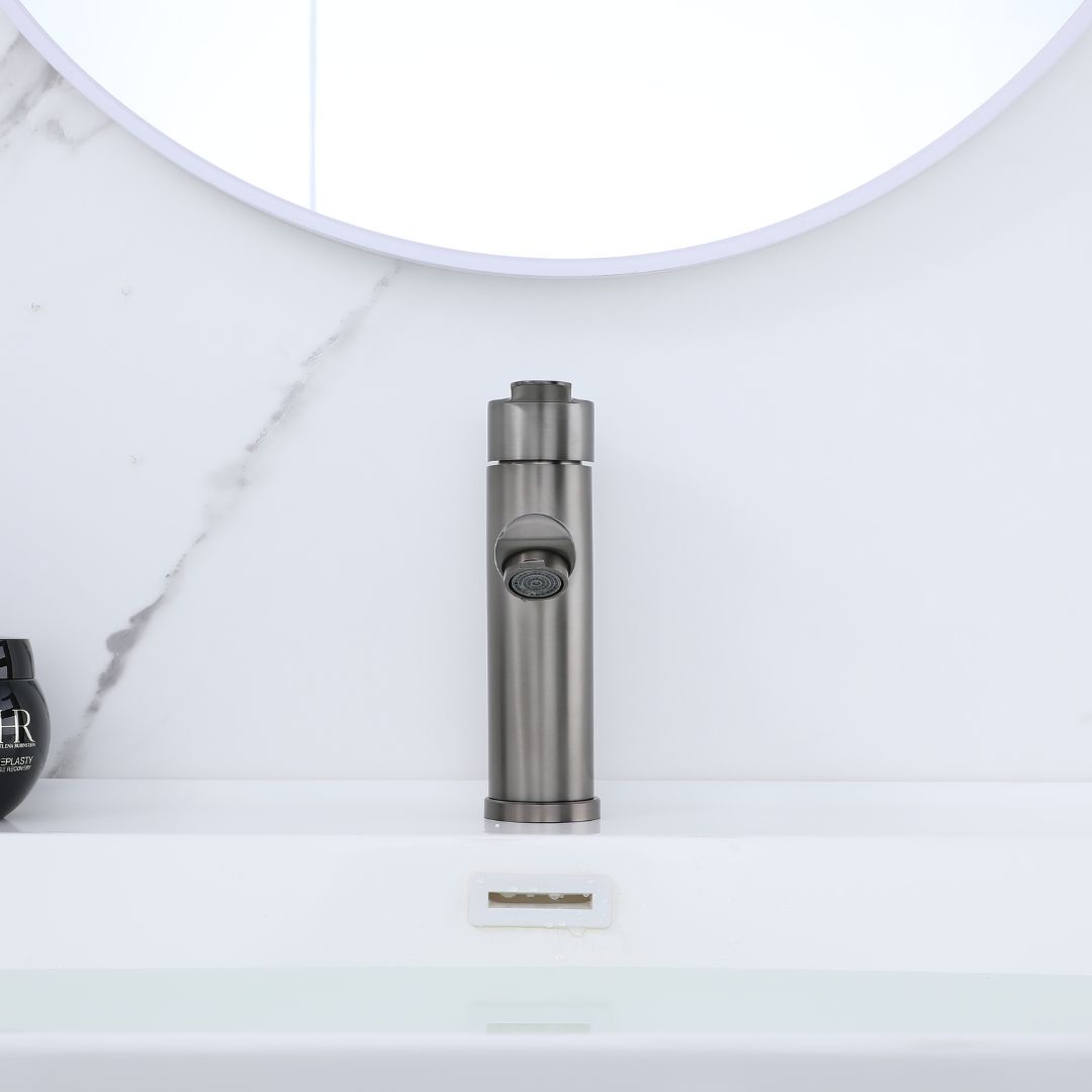 Robinet de lavabo de salle de bain moderne gris bronze