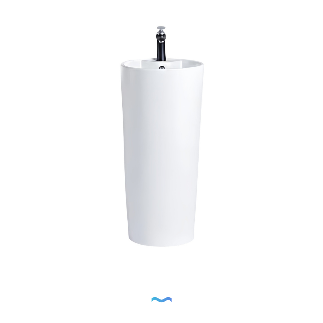 Lavabo Totem Design Arrondi et Épuré Blanc