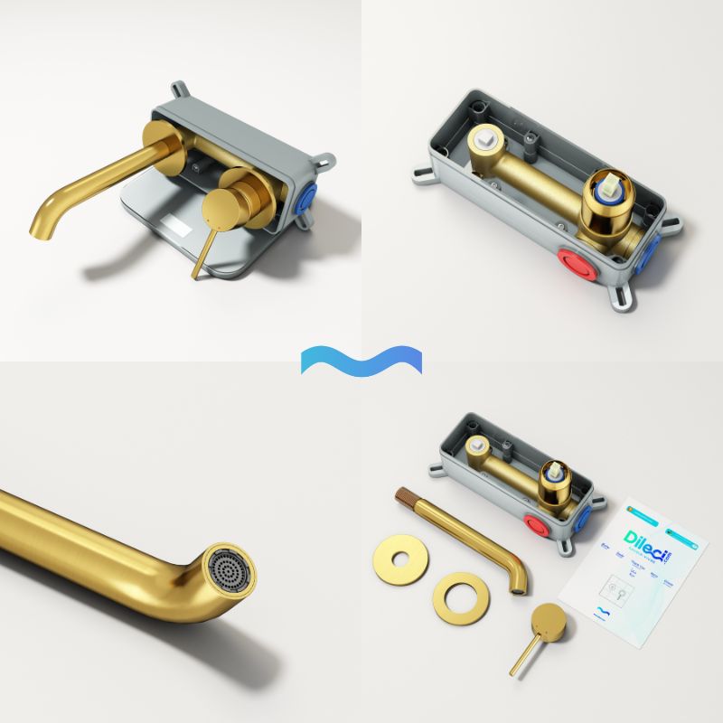 Robinet encastrable à bec - finition or