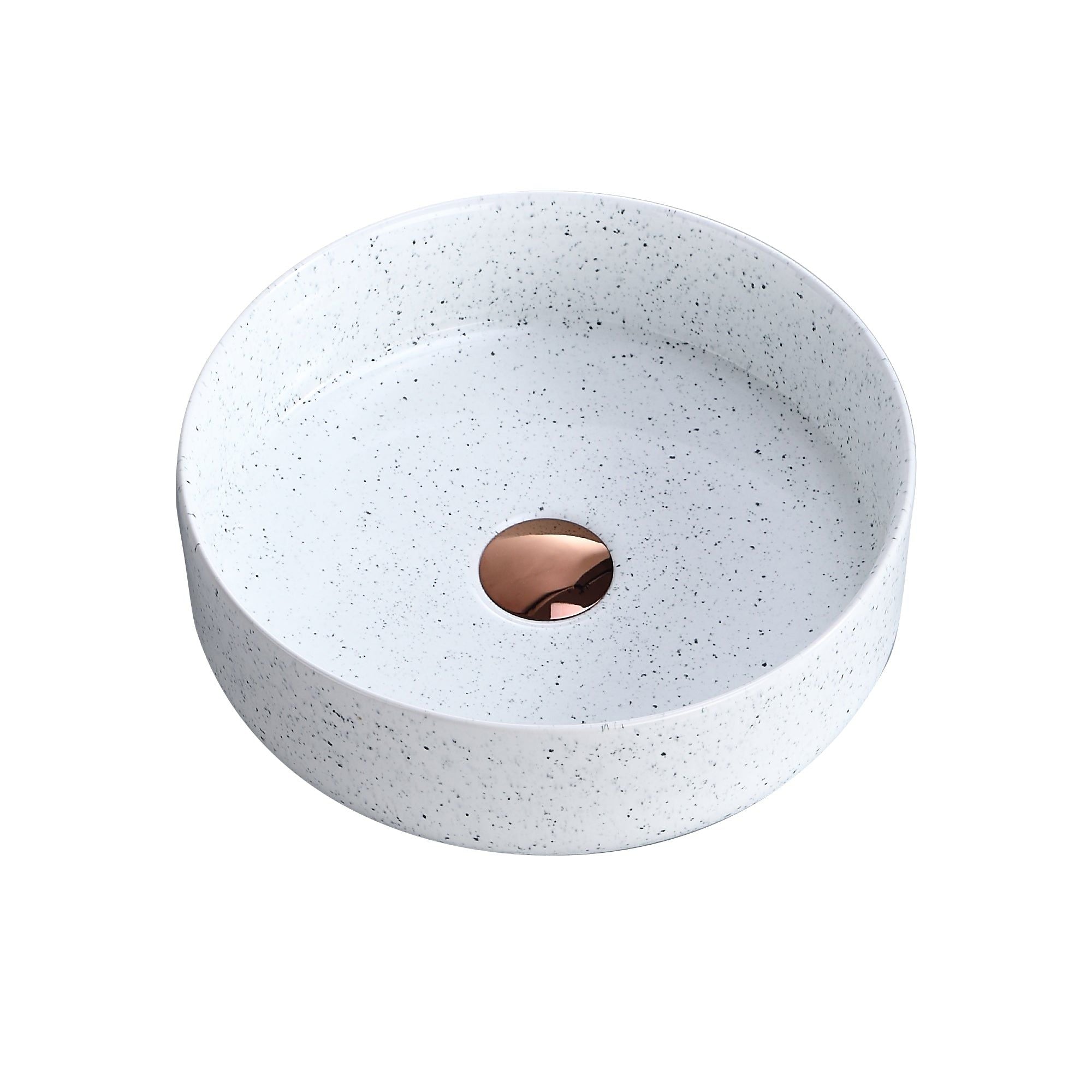 Vasque ronde en céramique blanche mouchetée (36x36cm)