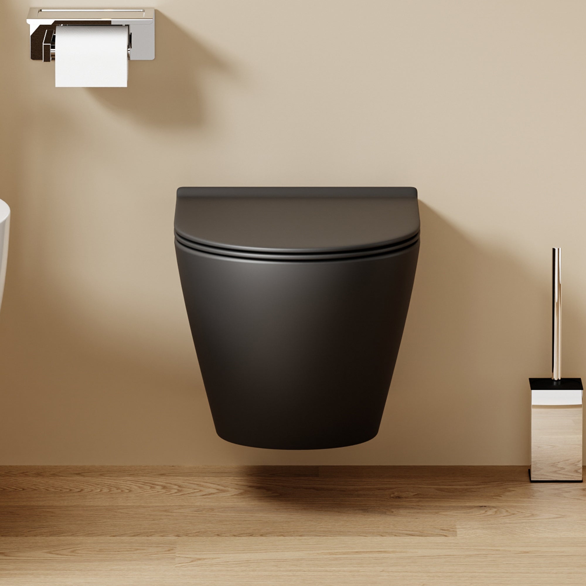 WC suspendu noir VALA (53*36,5*32cm)– Design moderne & abattant Soft Close