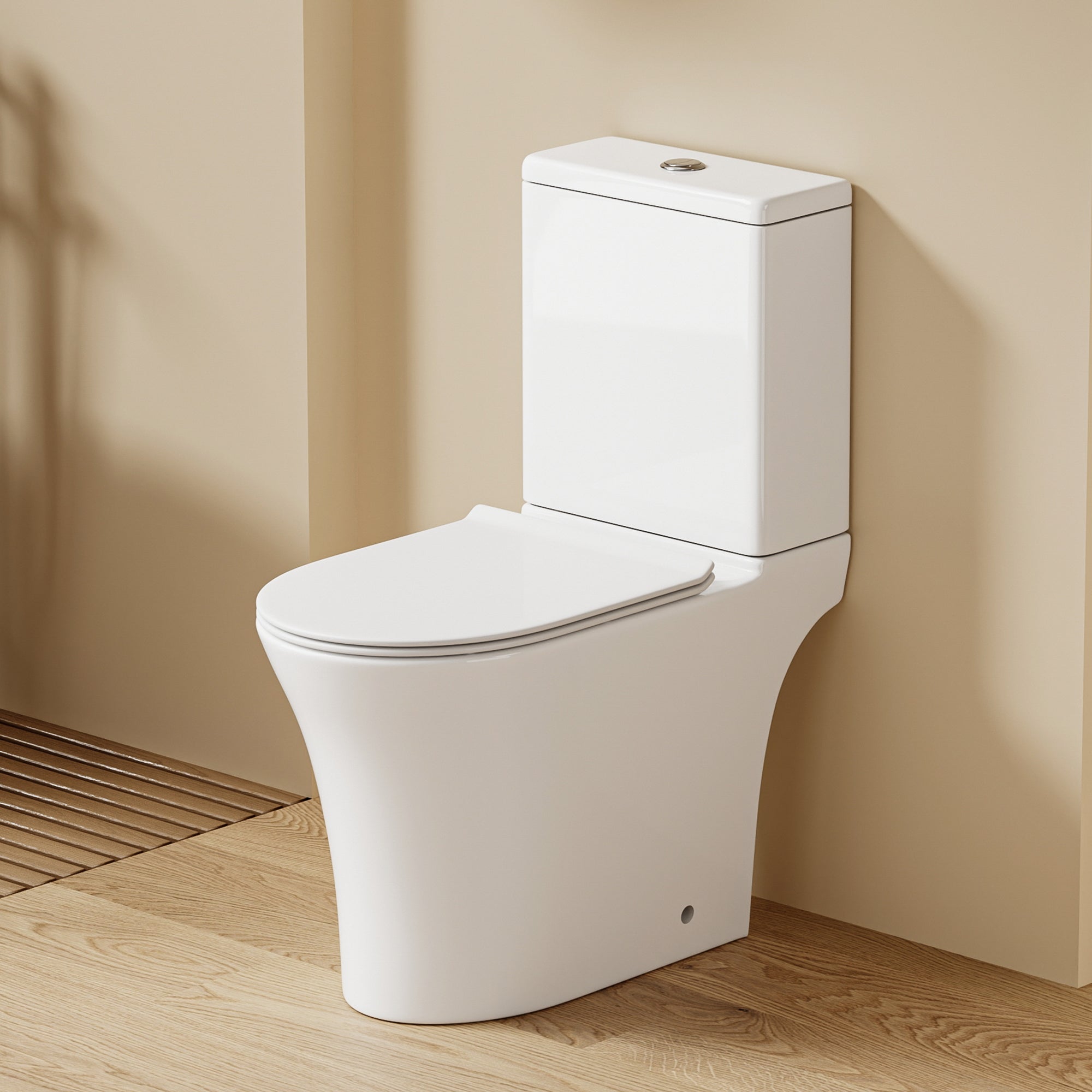 WC à poser sans bride sortie horizontale (63x34x76cm) - Design rectiligne blanc TUFO