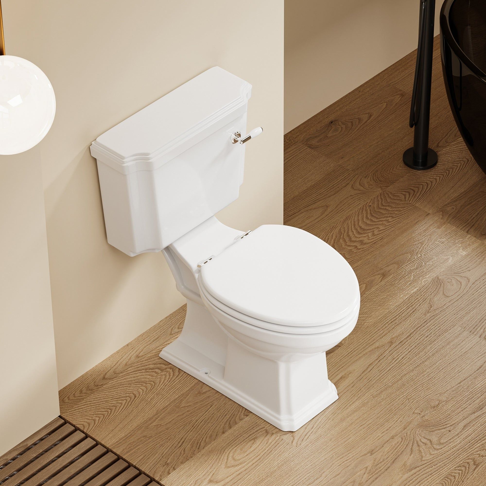 WC Victoria : toilettes sur pied style rétro victorien en céramique blanche