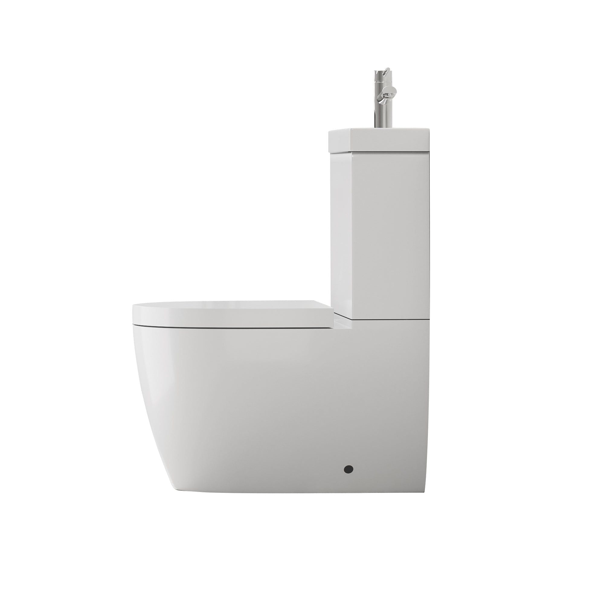 WC 2 en 1 Blanc : Design moderne et arrondi, WC blanc et lavabo intégré combinés