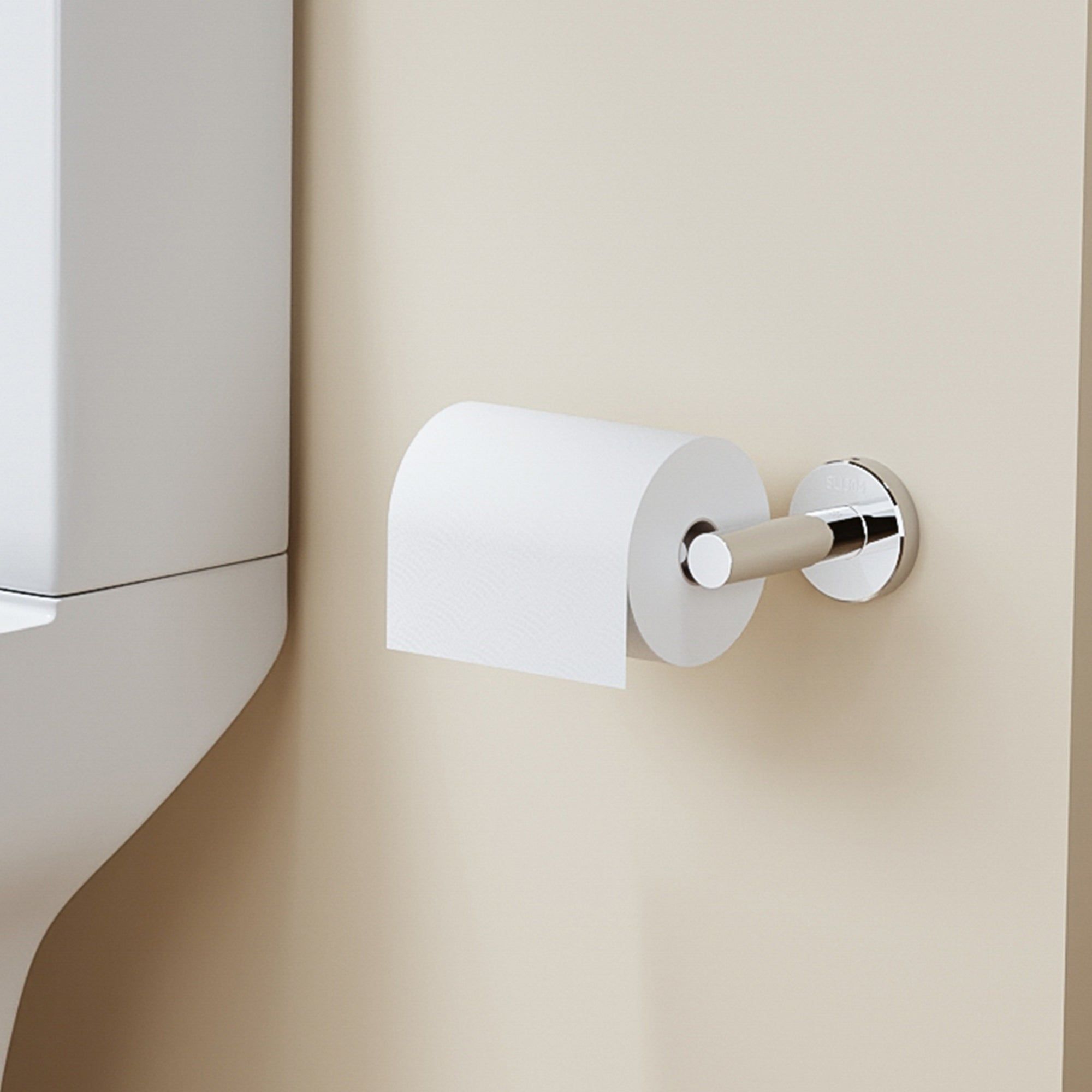 Porte-rouleau papier toilette mural en acier inoxydable chromé brillant