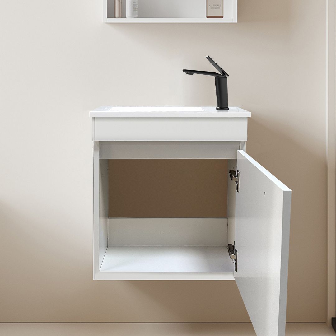 Meuble-lavabo mural compact blanc avec vasque intégrée