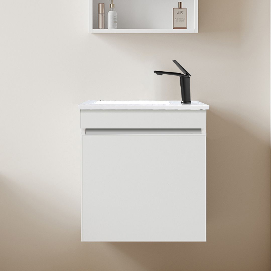 Meuble-lavabo mural compact blanc avec vasque intégrée