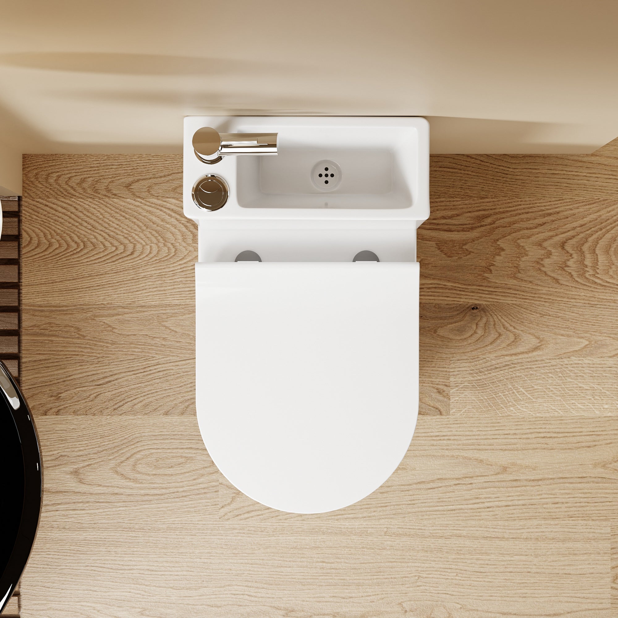 WC à poser avec lave-mains intégré 2-en-1 sans bride sortie horizontale
