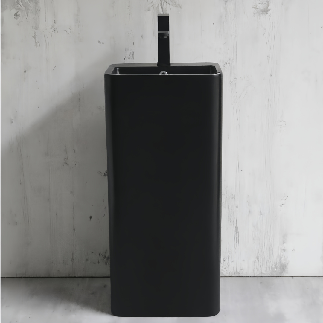 Lavabo Totem noir Carré arrondie