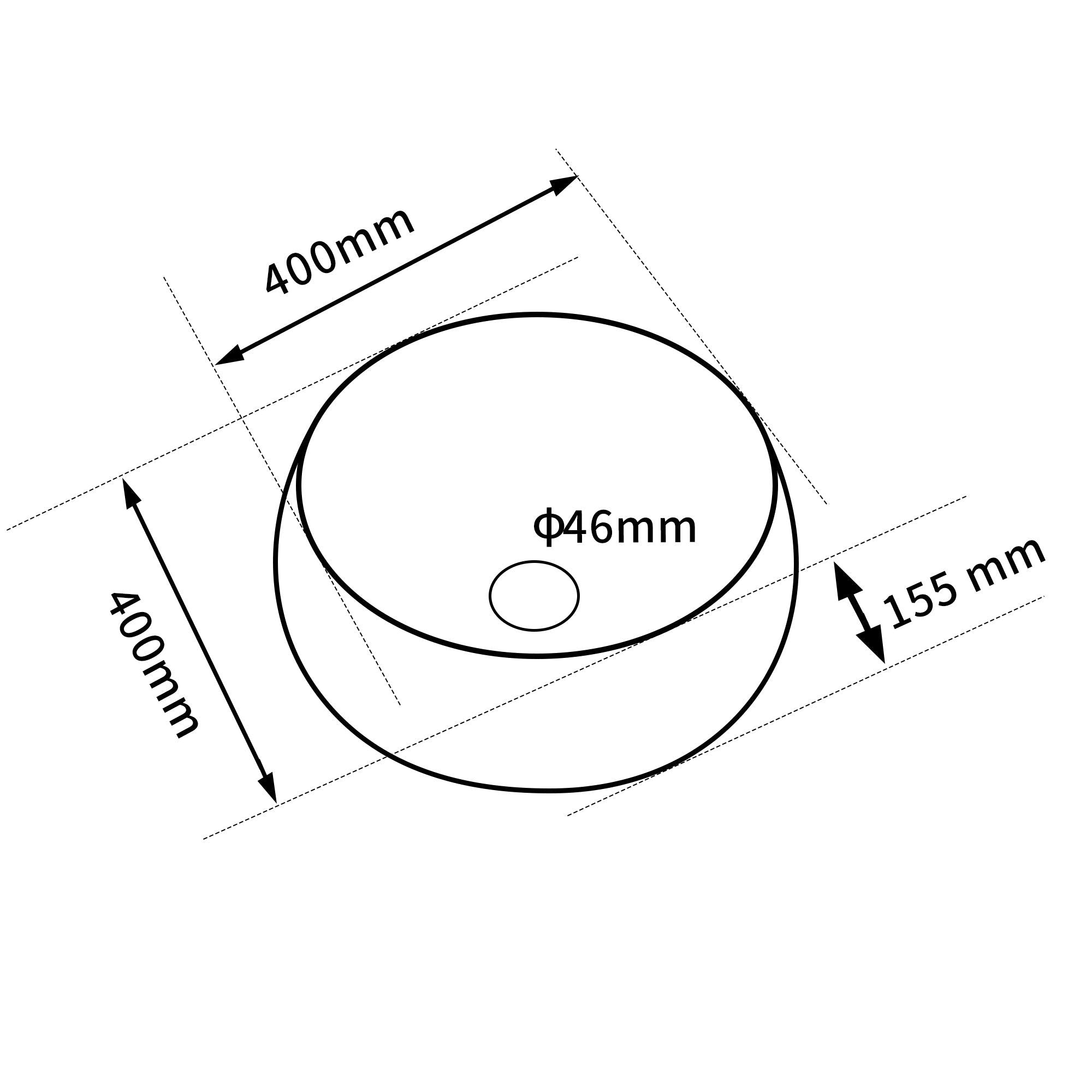 Vasque ronde creuse effet gris zébré: 40cm diameter bowl with 46mm inner circle, 155mm height