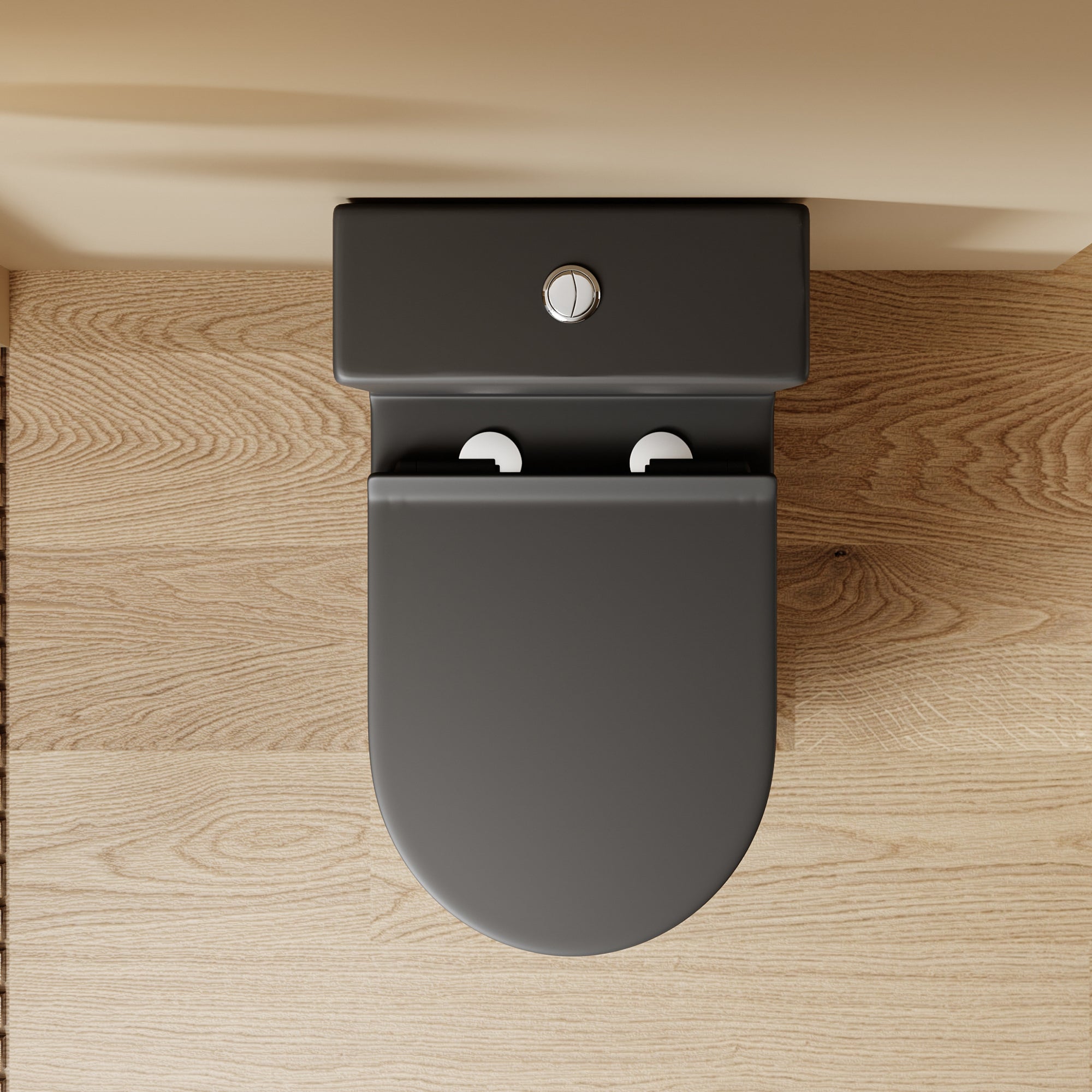 WC à poser sans bride sortie horizontale (63x38x82cm) - Design arrondie noir CESAR
