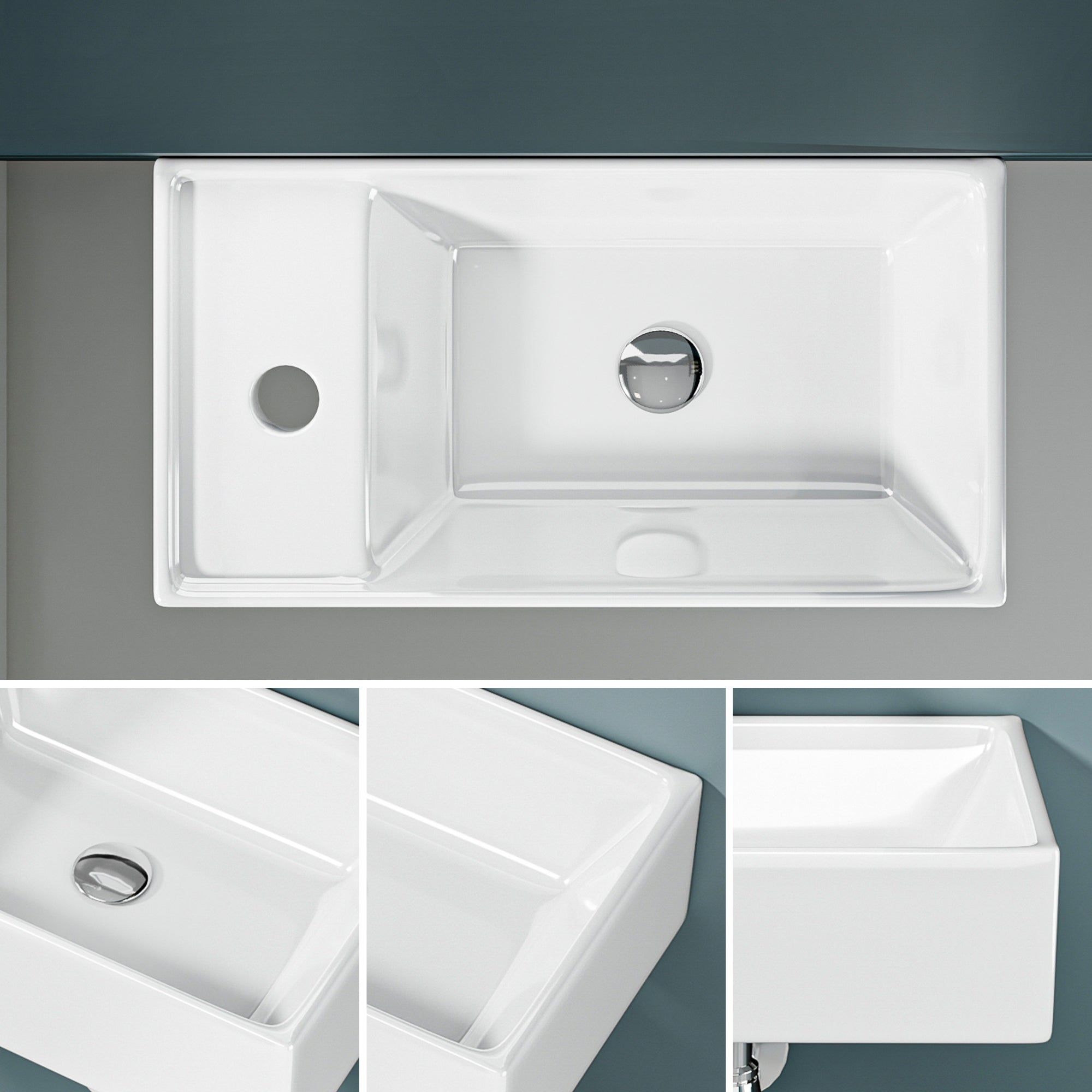 Lavabo mural avec porte-savon intégré, 41,5x22x10cm