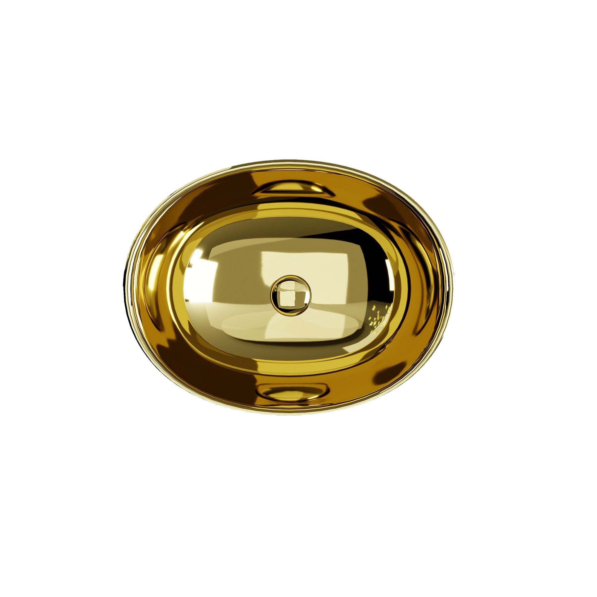 Lavabo ovale doré (41,5 x 33,5 cm) : La finition dorée brillante et polie ajoute du luxe à n'importe quelle salle de bain.