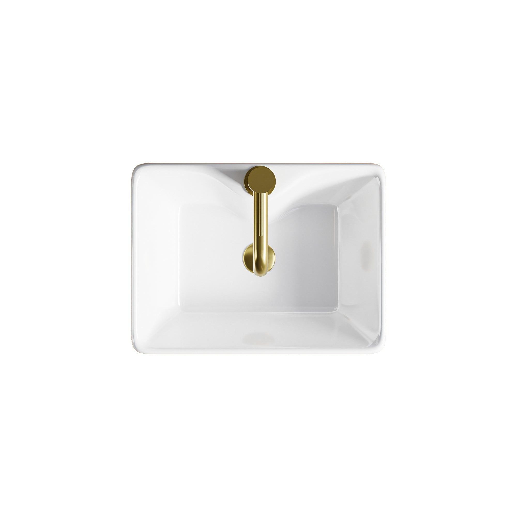 Lavabo rectangulaire en céramique blanche (40x30cm) avec robinet doré