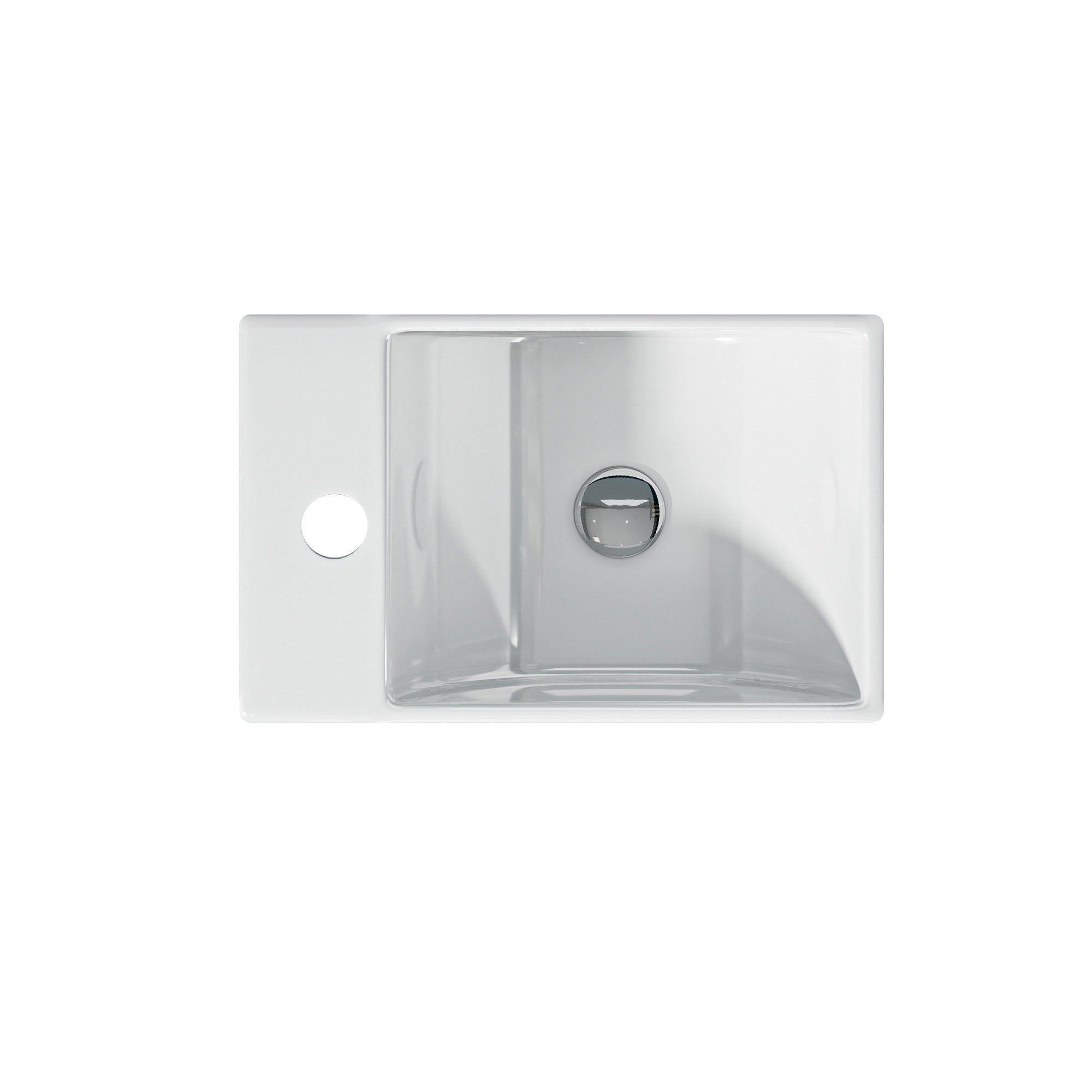 Mini lave-mains blanc sortie gauche : Évier compact en céramique blanche avec vidage à gauche, 30x19x11cm