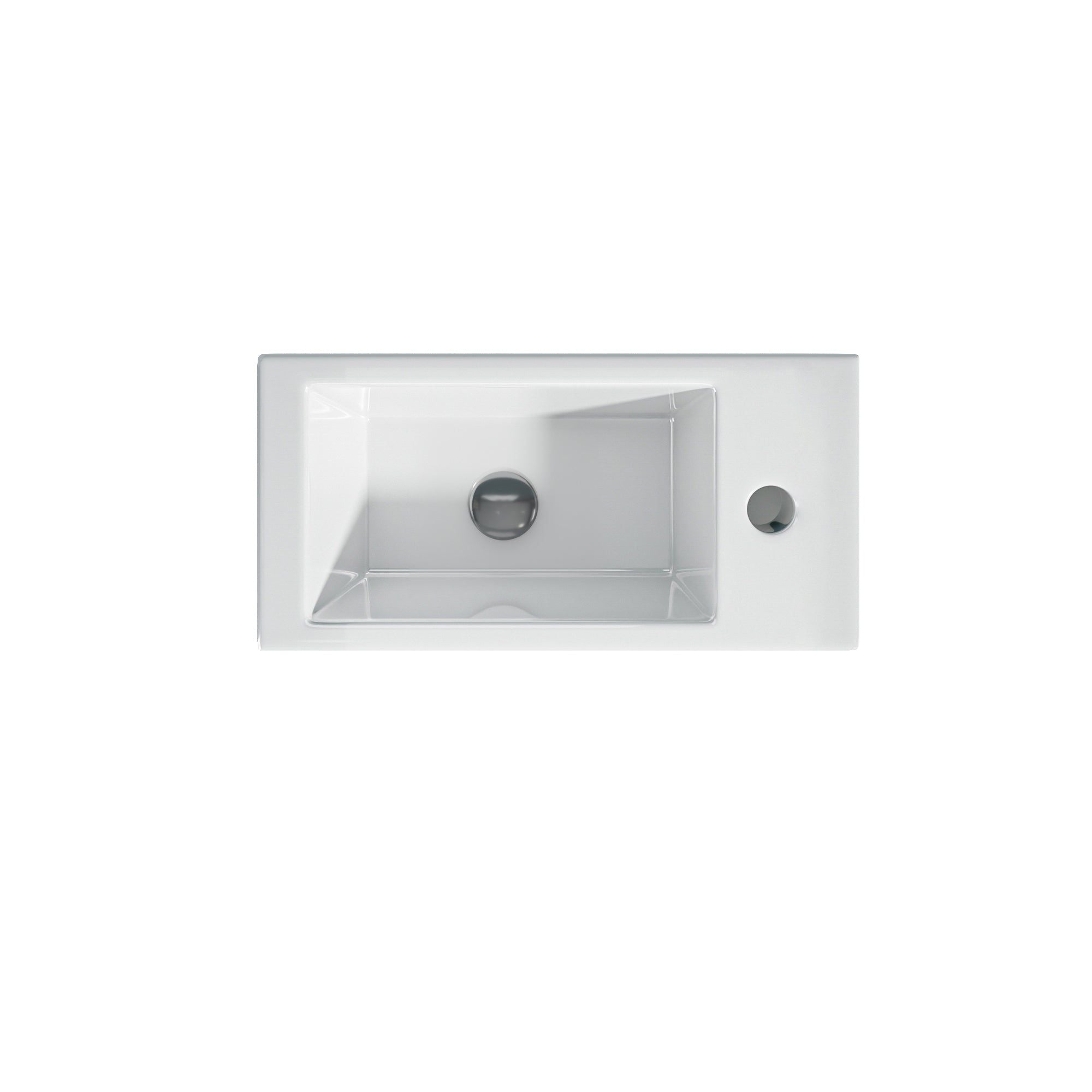 Vasque lave-mains sortie droite: 36.5x18x9cm rectangular wall-mounted sink