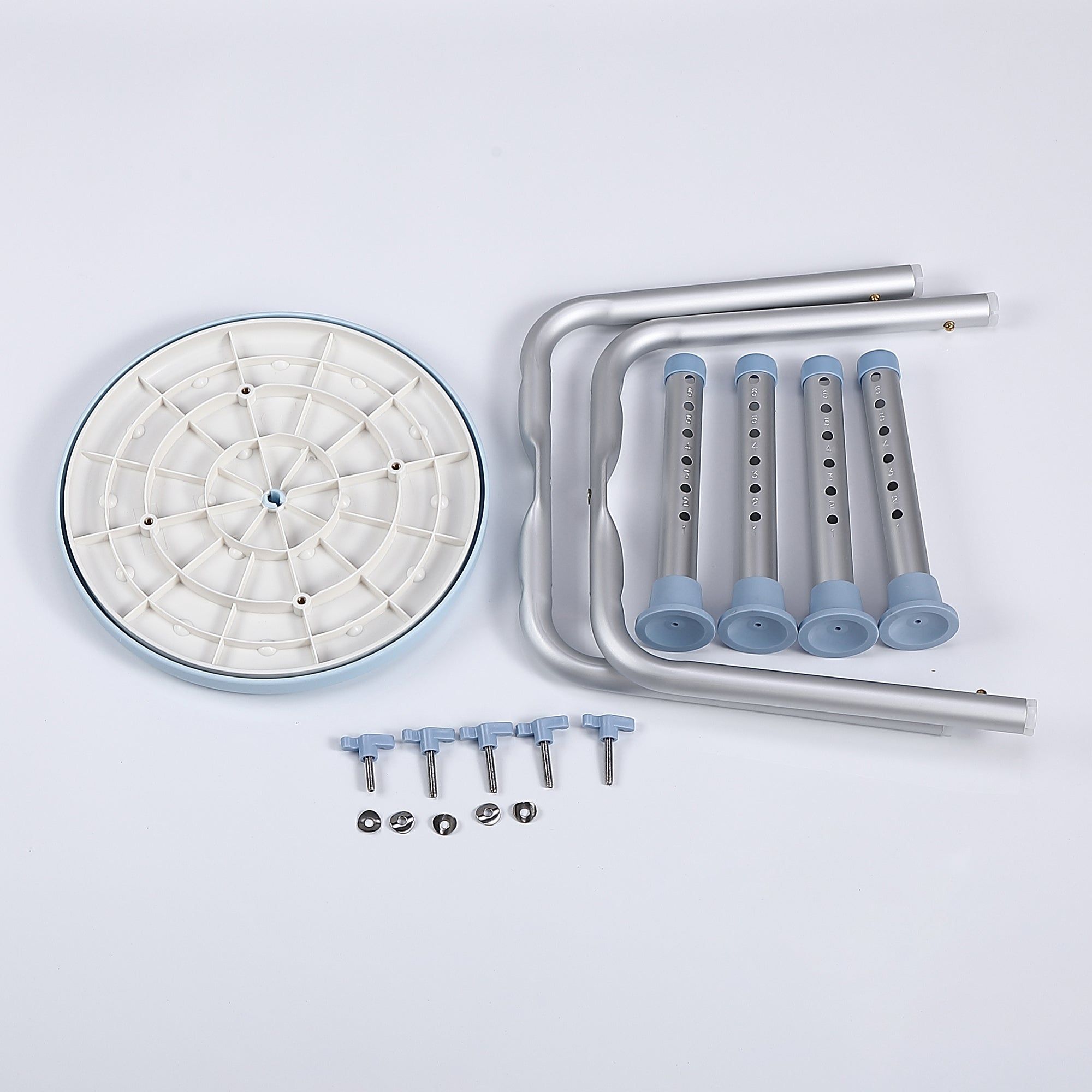 Tabouret de douche rotatif démontable : cadre en aluminium, siège en plastique, montage facile