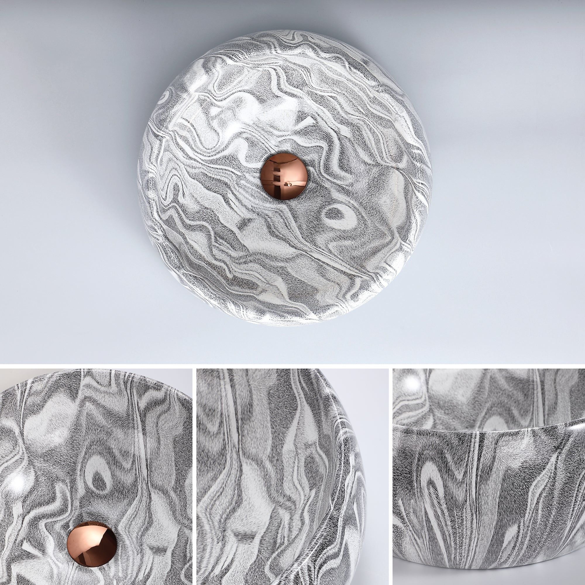 Vasque ronde à motif zèbre gris (40 cm de diamètre)