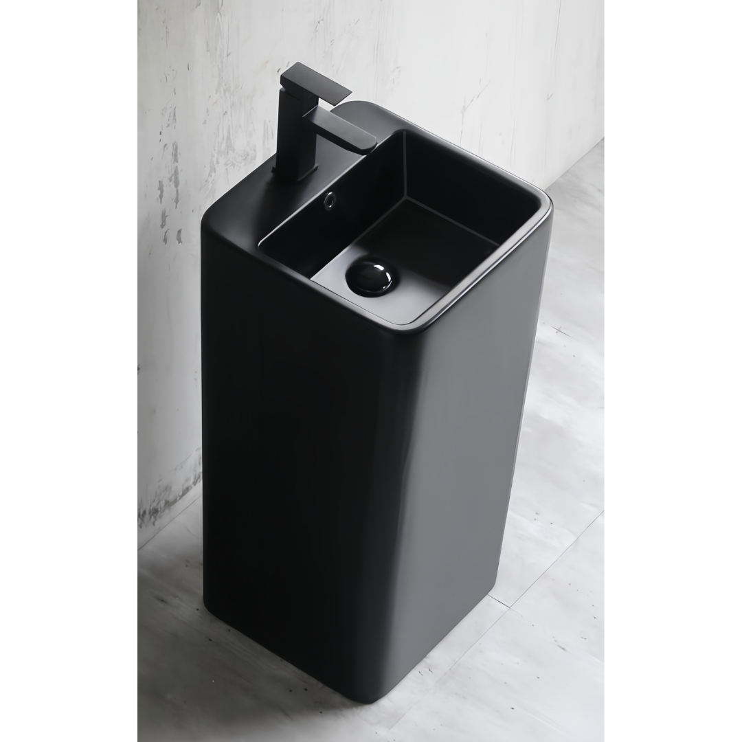 Lavabo Totem noir Carré arrondie