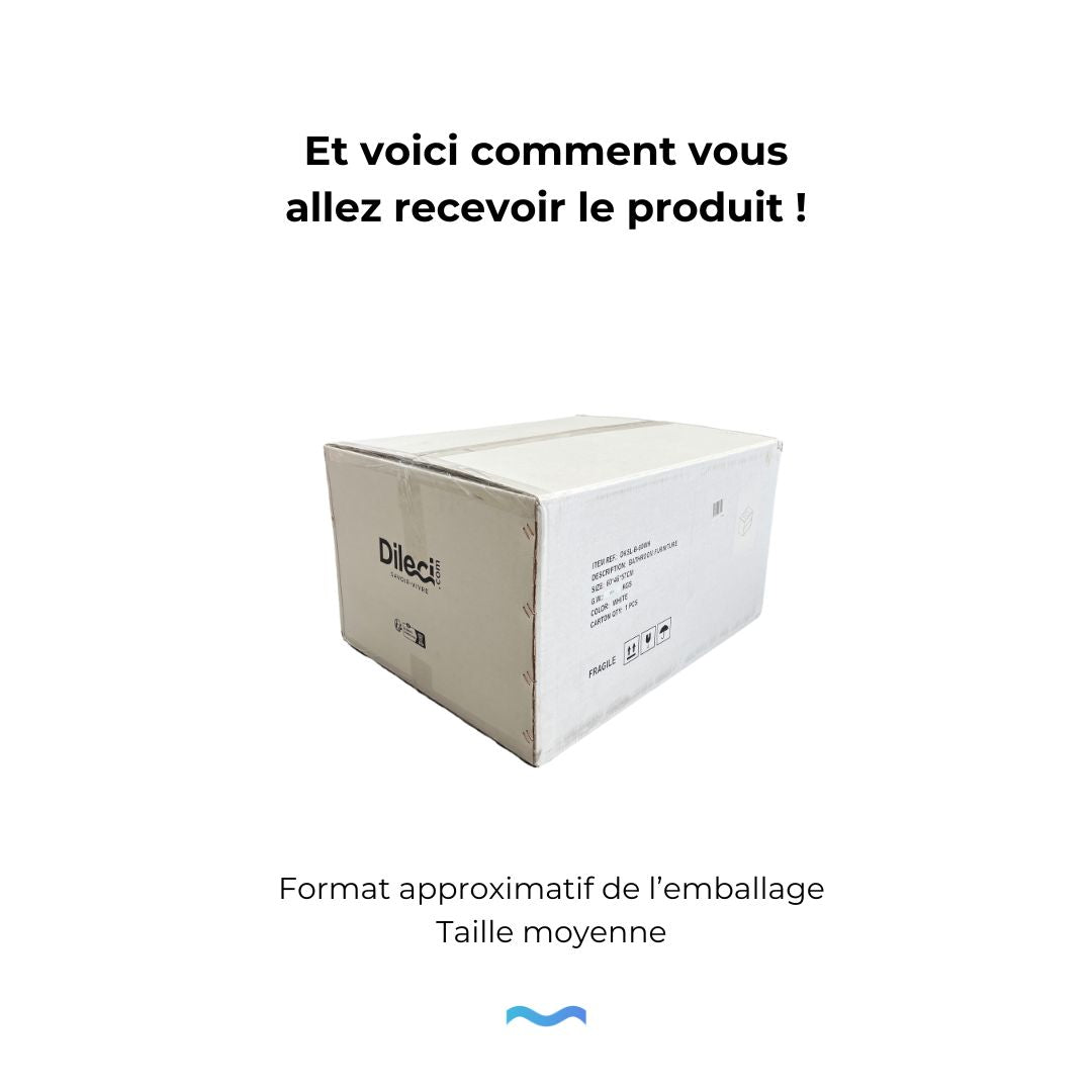 Meuble sous-vasque mural blanc 60 cm : lavabo intégré, deux tiroirs, meuble de salle de bain moderne