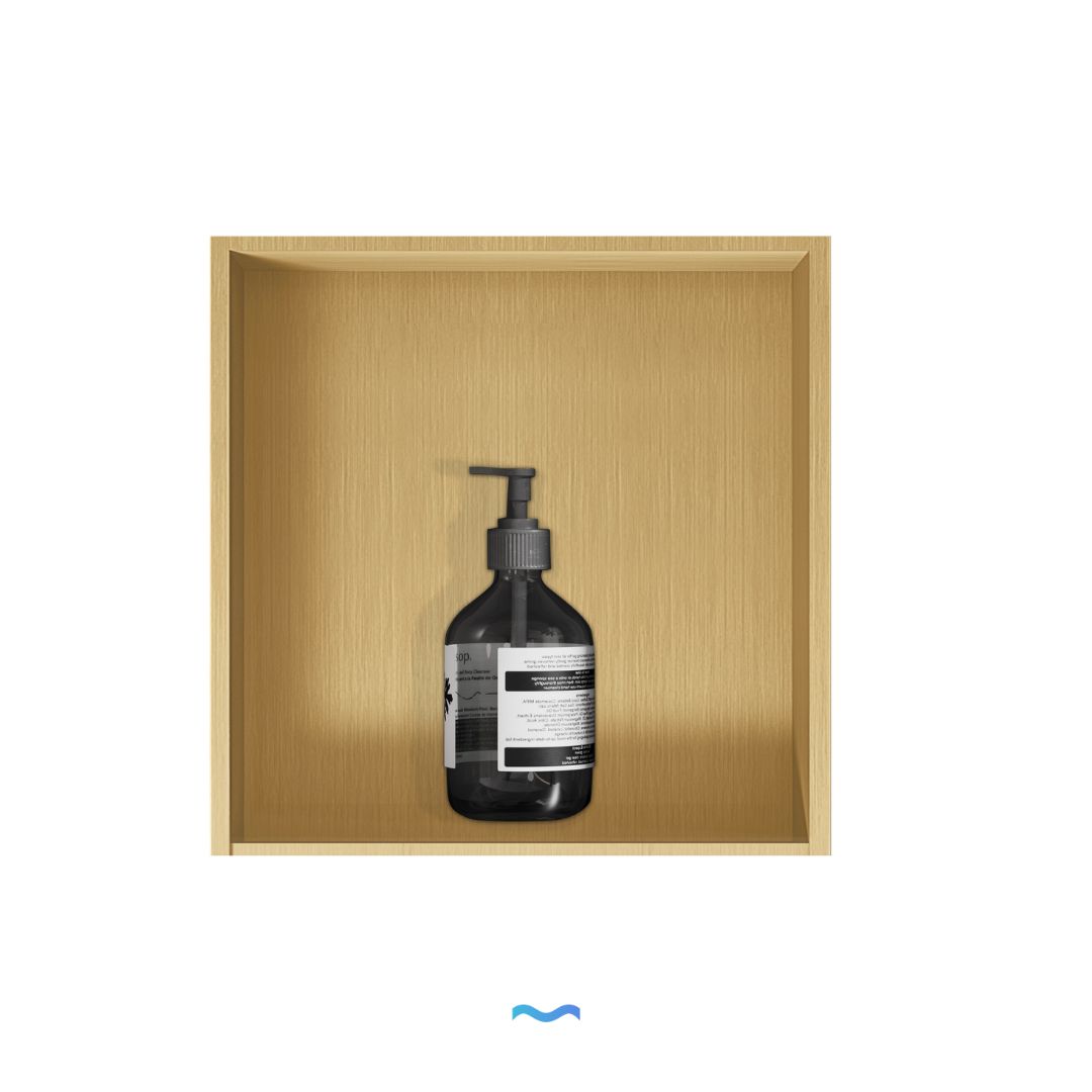 Niche de douche carrée Or : niche de douche dorée 30x30x12cm avec distributeur de savon intégré